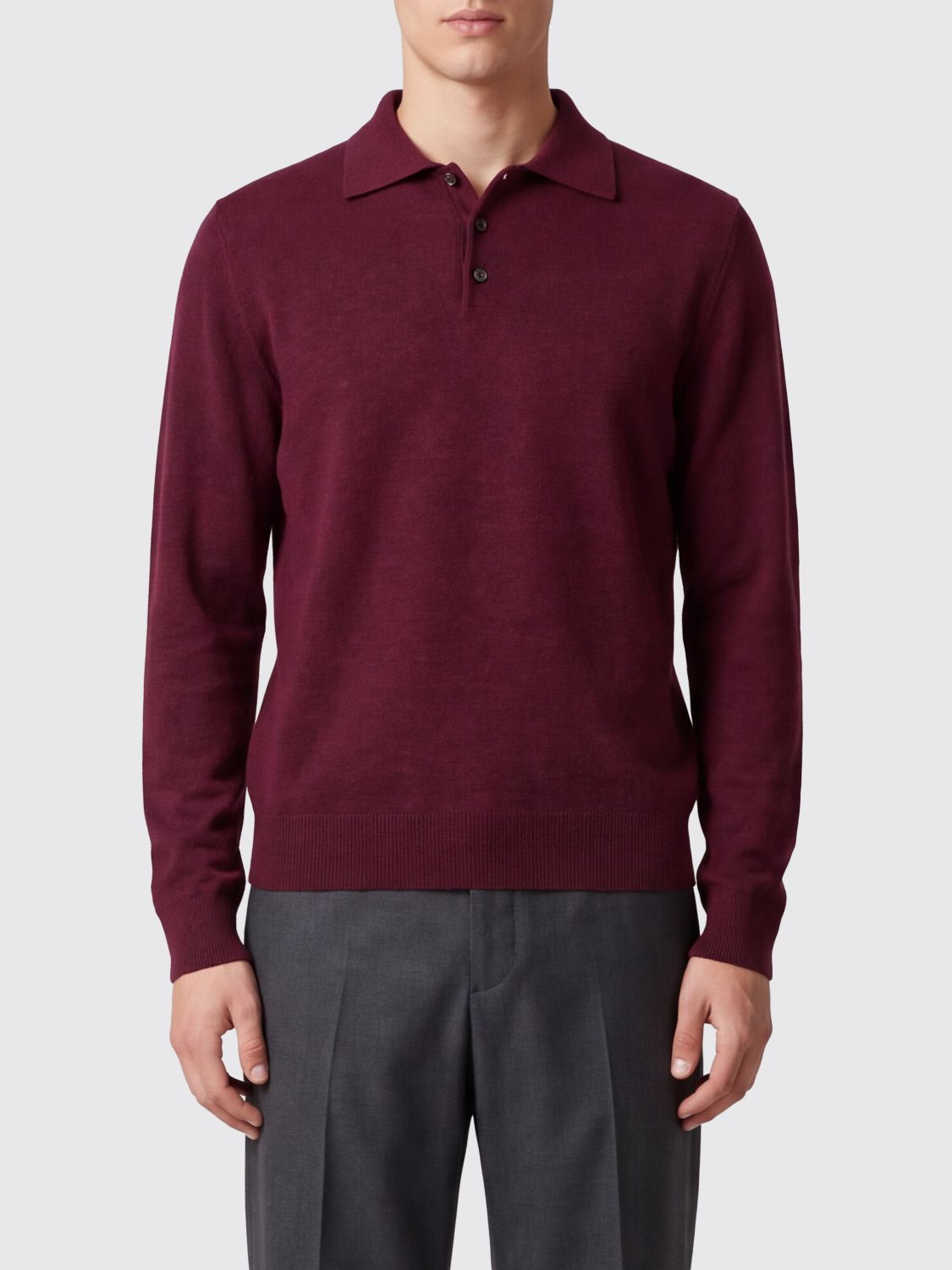 ZANONE Polo a maniche lunghe in puro cashmere con colletto classico
