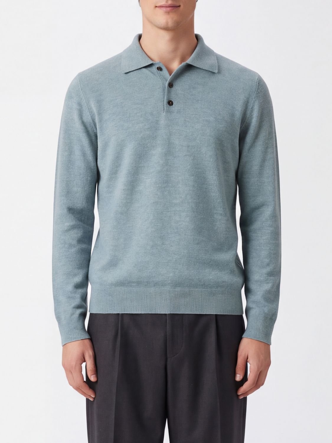 ZANONE Polo a maniche lunghe in puro cashmere con colletto classico