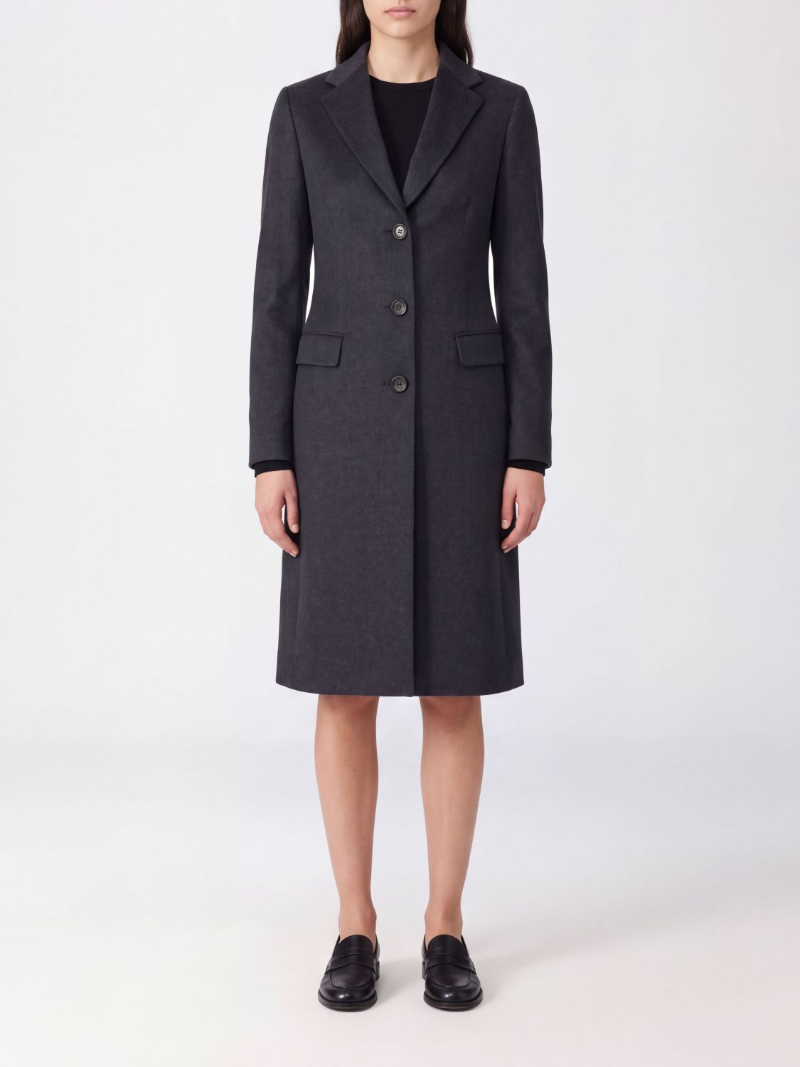 Tagliatore Long Single-Breasted Virgin Wool and Cashmere Coat with a Slim Fit
