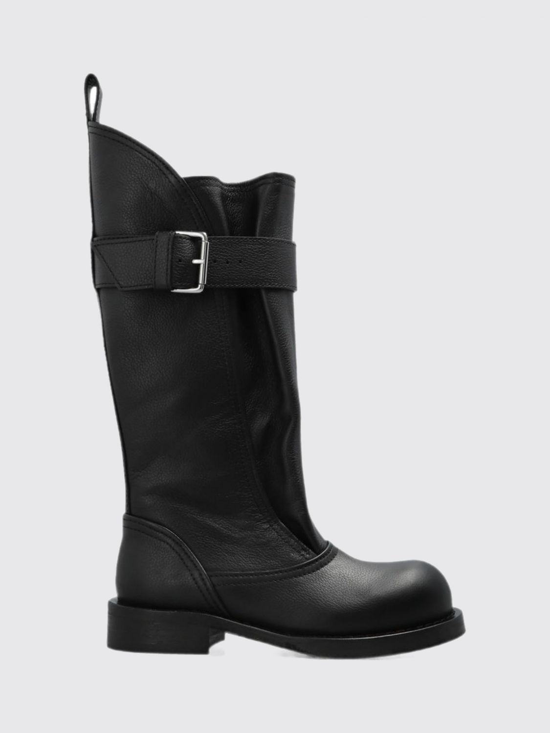 Iro Grained Leather Calf-Height Biker Boots with Low Heel