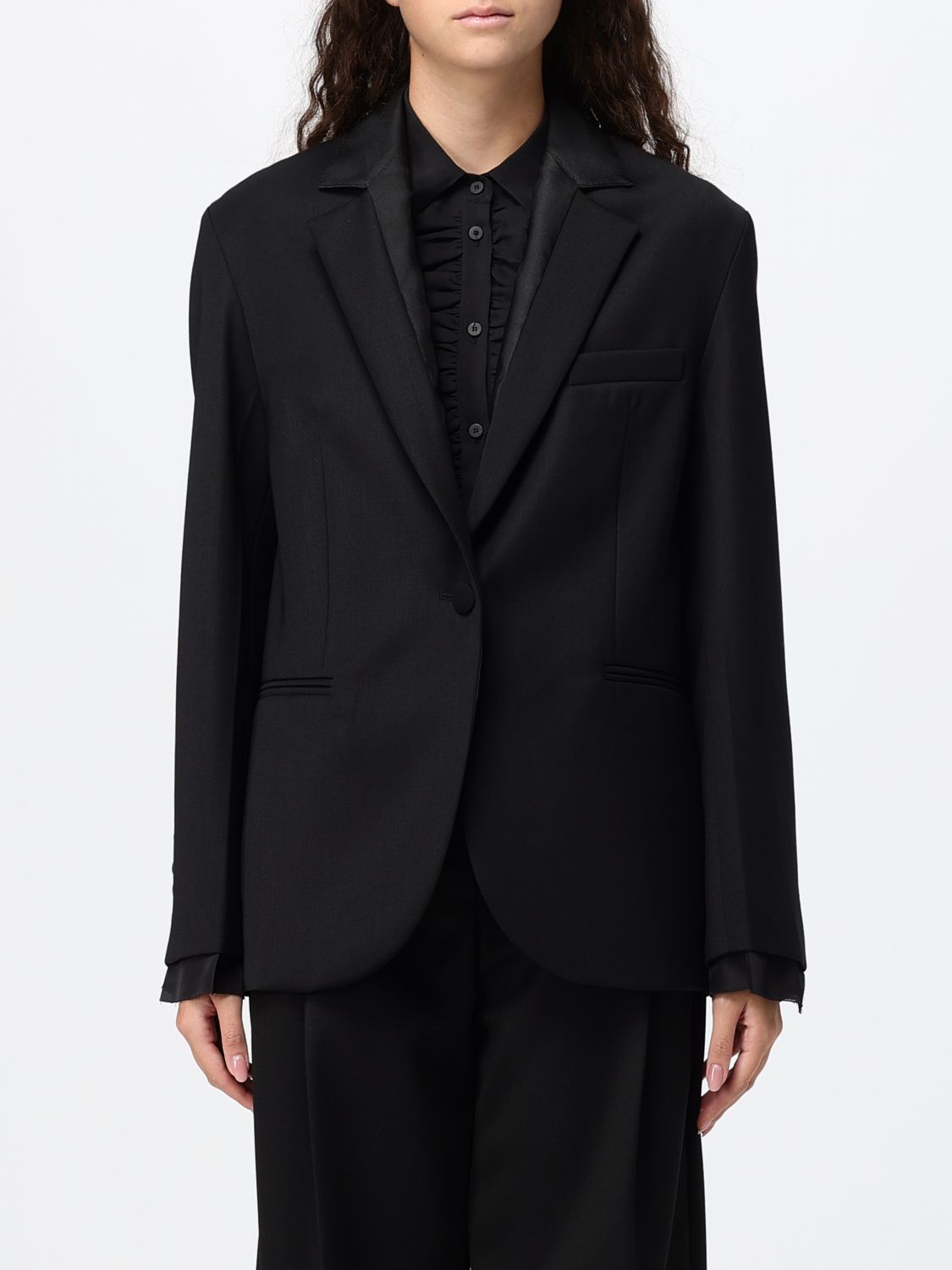 TELA Single-Breasted Virgin Wool Blazer with Peak Lapels TELA Single-Breasted Virgin Wool Blazer with Peak Lapels
