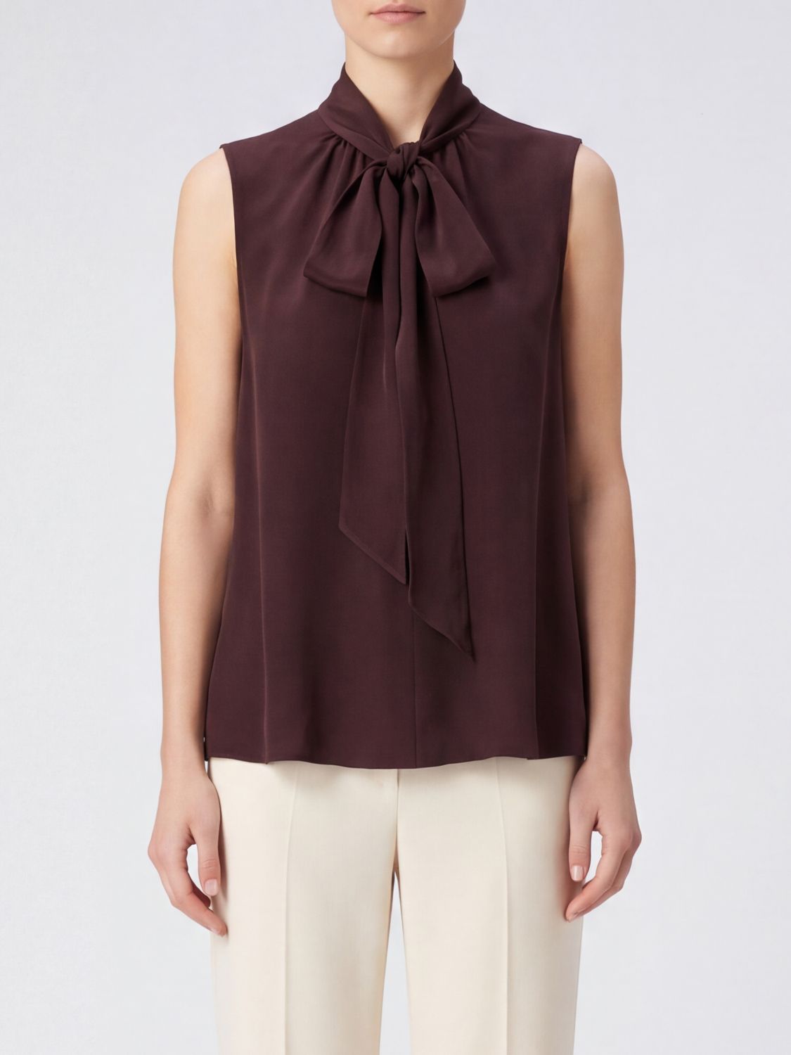 Forte Forte Sleeveless Pussy-Bow Pure Silk Blouse
