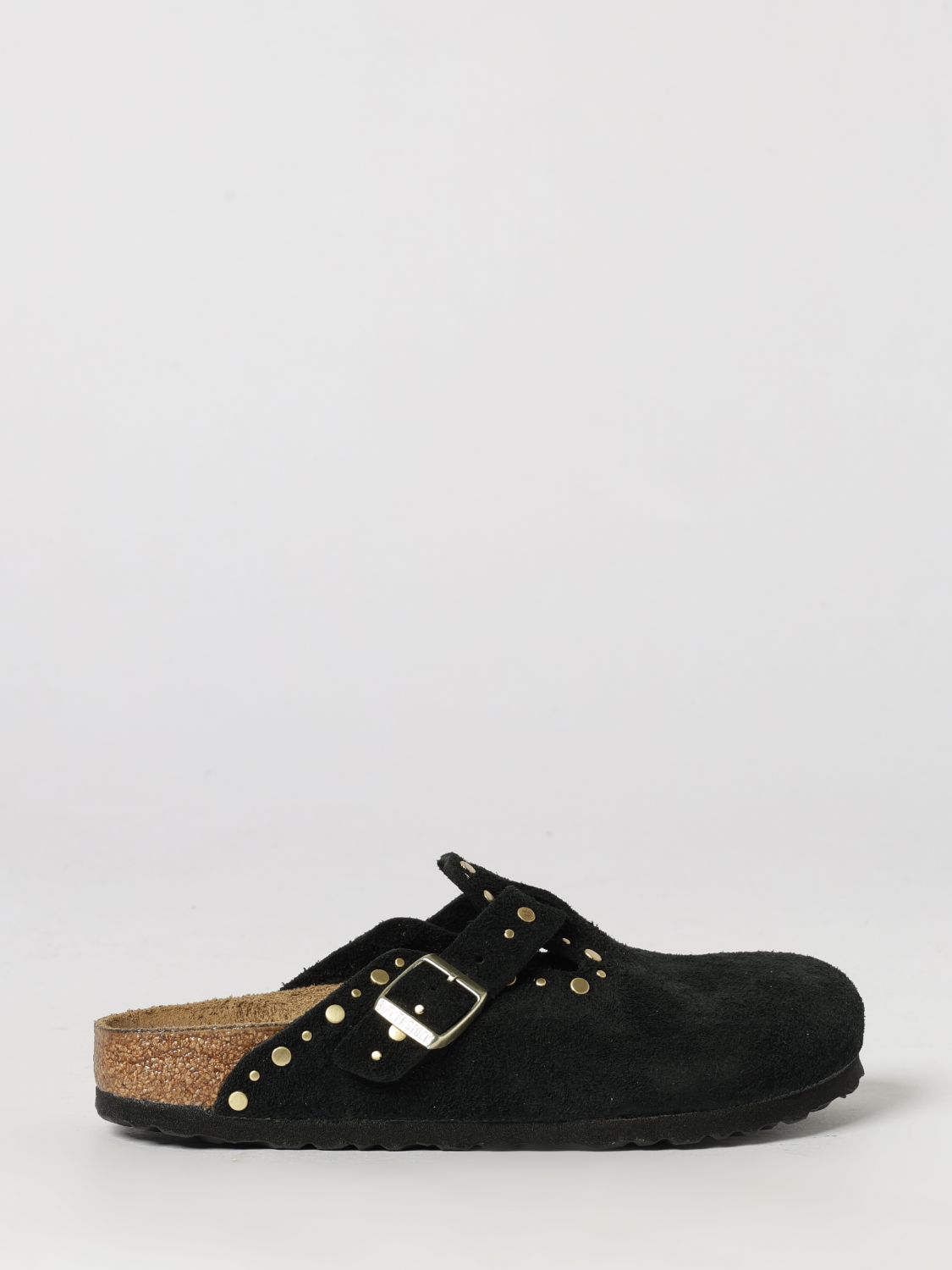 Birkenstock Boston Rivet Suede Mules with Studs and a Round Toe