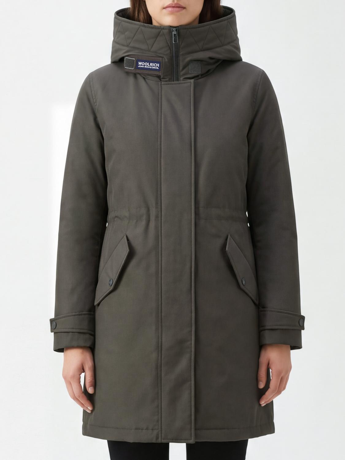Woolrich Authentic Water-repellent Knee-length Parka With High Neck In Green