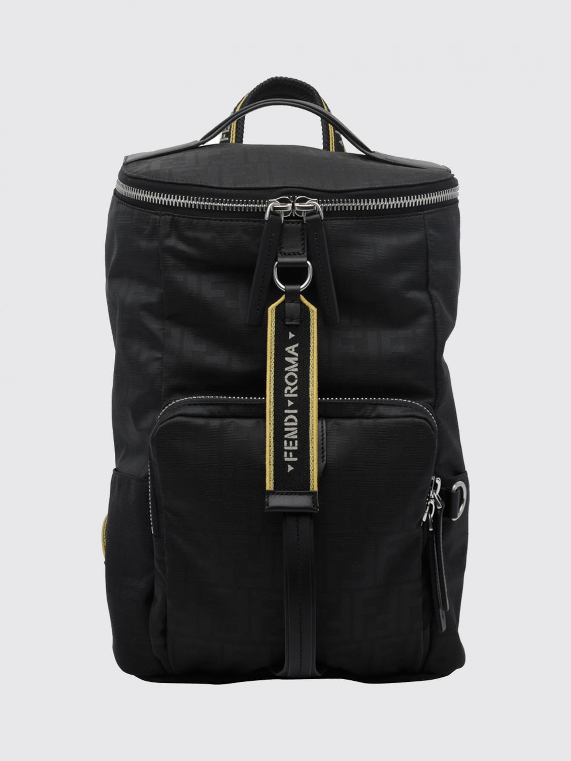 FENDI Tourist Technical Fabric Backpack with FF Monogram and Adjustable Straps