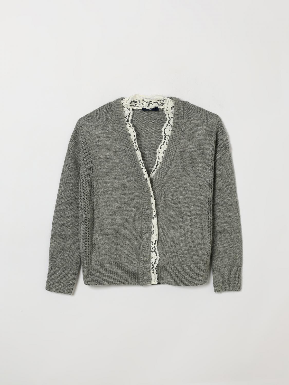ERMANNO SCERVINO JUNIOR Cardigan da bambina in misto lana con inserti in pizzo