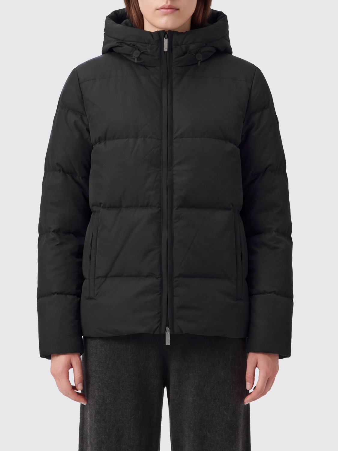 K-Way Quilted Short Down Jacket with Hood and Fur Lining