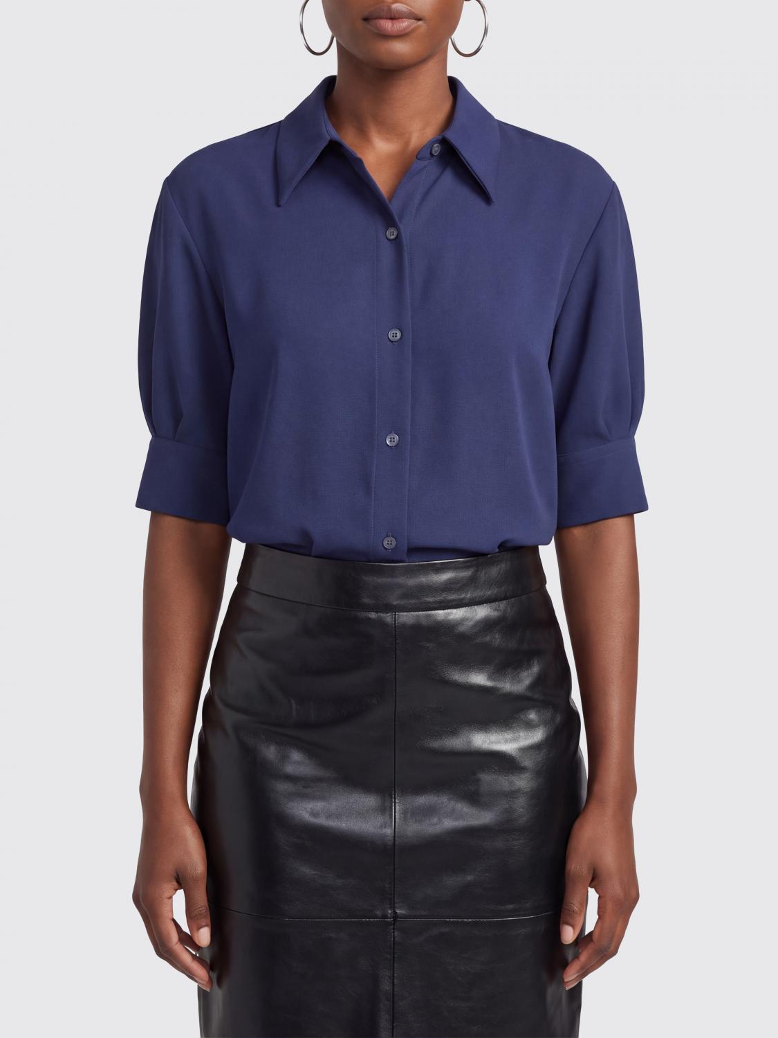 DRIES VAN NOTEN Short-Sleeve Polyester Shirt with Curved Hem DRIES VAN NOTEN Short-Sleeve Polyester Shirt with Curved Hem