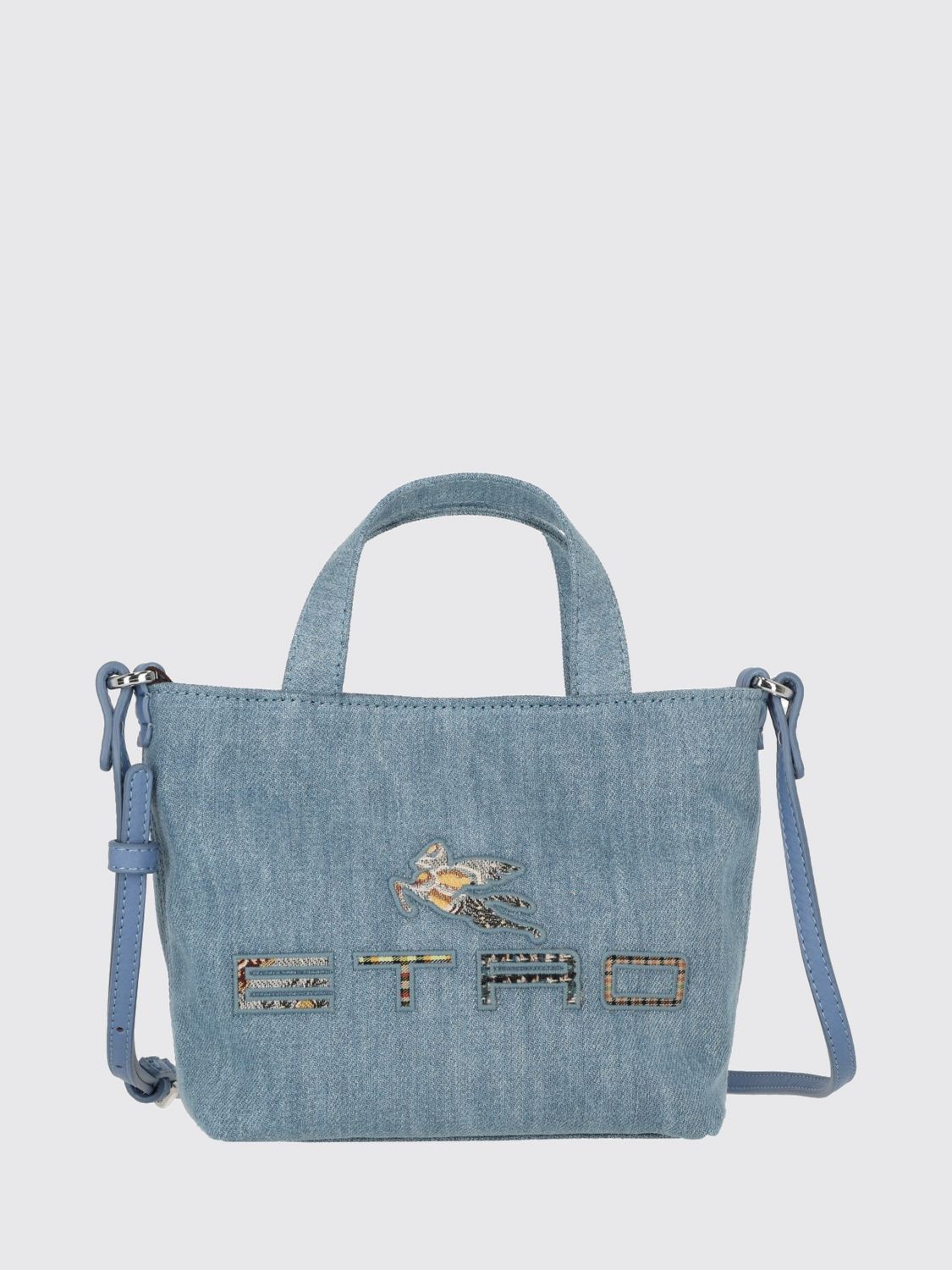 ETRO Pegaso Logo Cotton Denim Mini Tote Bag for Boys ETRO Pegaso Logo Cotton Denim Mini Tote Bag for Boys