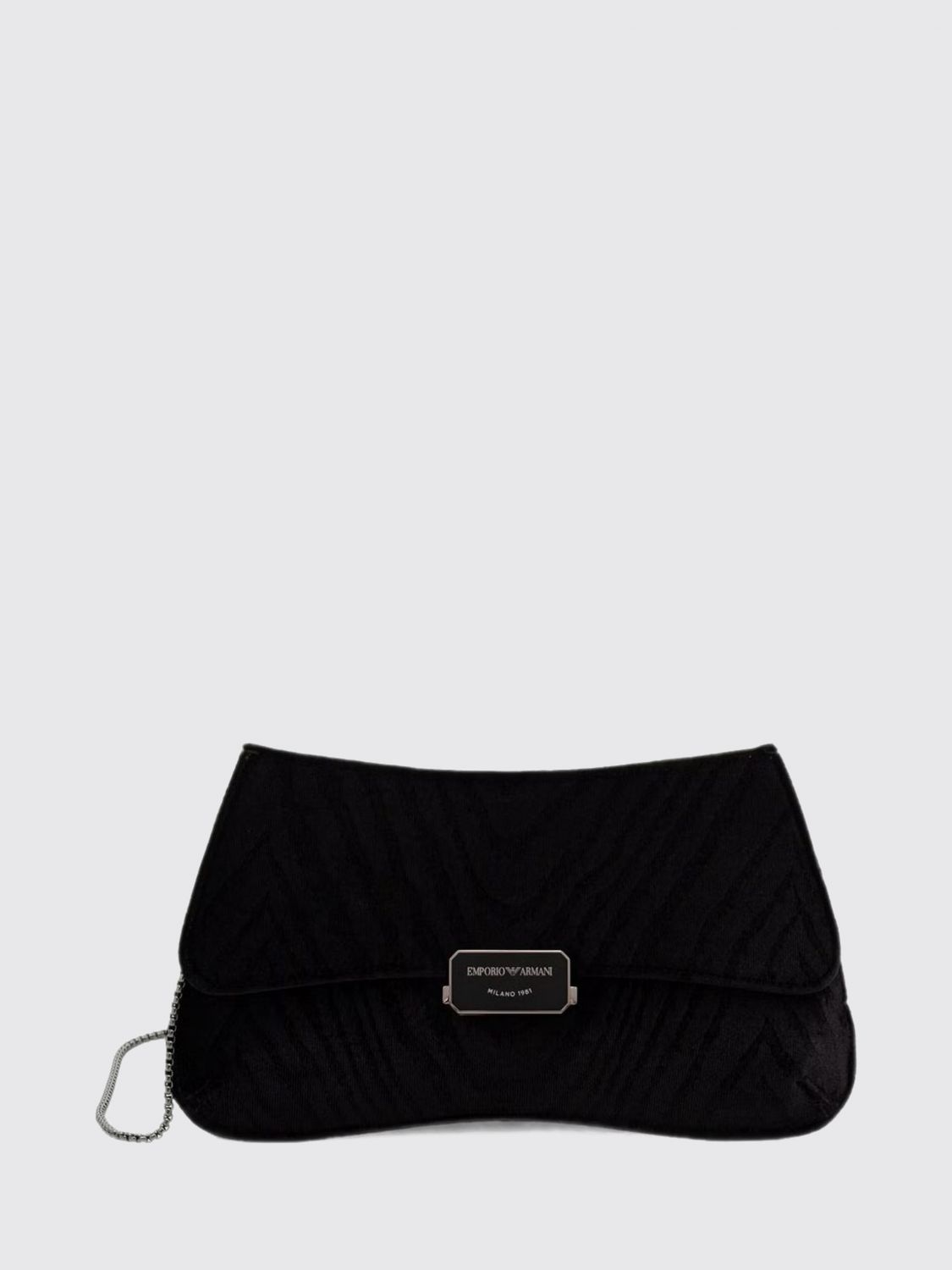 EMPORIO ARMANI Clutch elegante in raso con tracolla a catena removibile