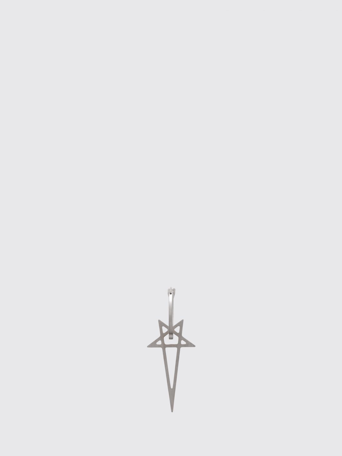 RICK OWENS Pentagram Single Star Pendant Earring in Chrome-Plated Brass