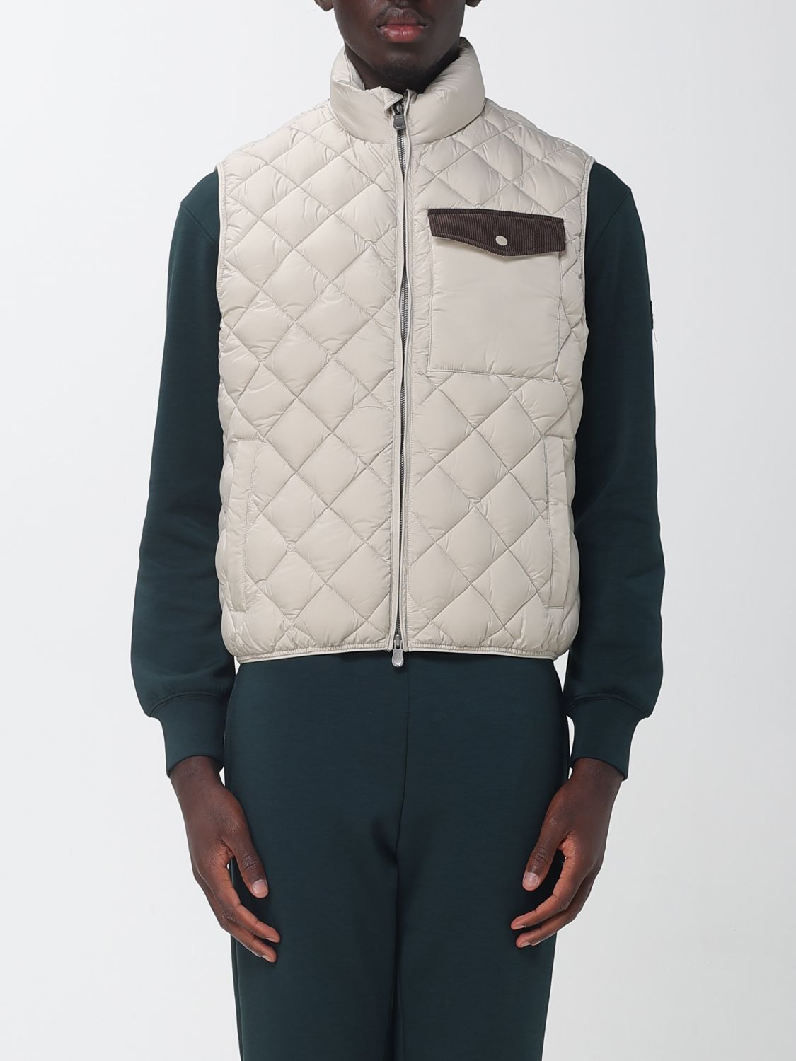 SAVE THE DUCK Padded Gilet in Recycled Nylon with High Collar and Zip Closure SAVE THE DUCK Padded Gilet in Recycled Nylon with High Collar and Zip Closure