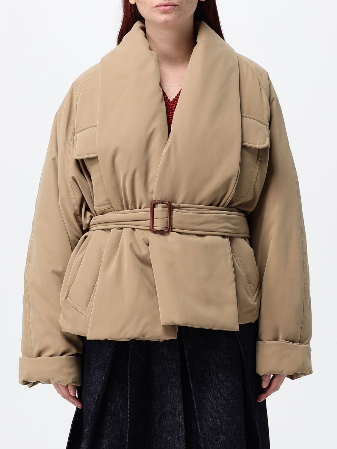 TELA Robe-Style Padded Jacket with Shawl Collar and Belt TELA Robe-Style Padded Jacket with Shawl Collar and Belt