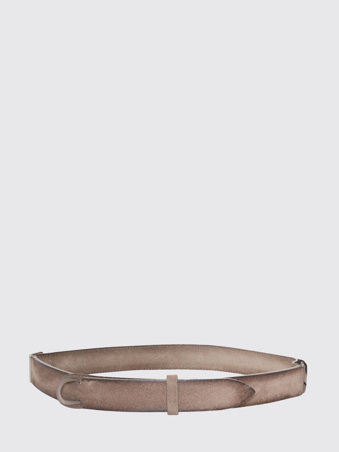 ORCIANI Nobuckle Suede Calfskin Belt with Interlocking Closure