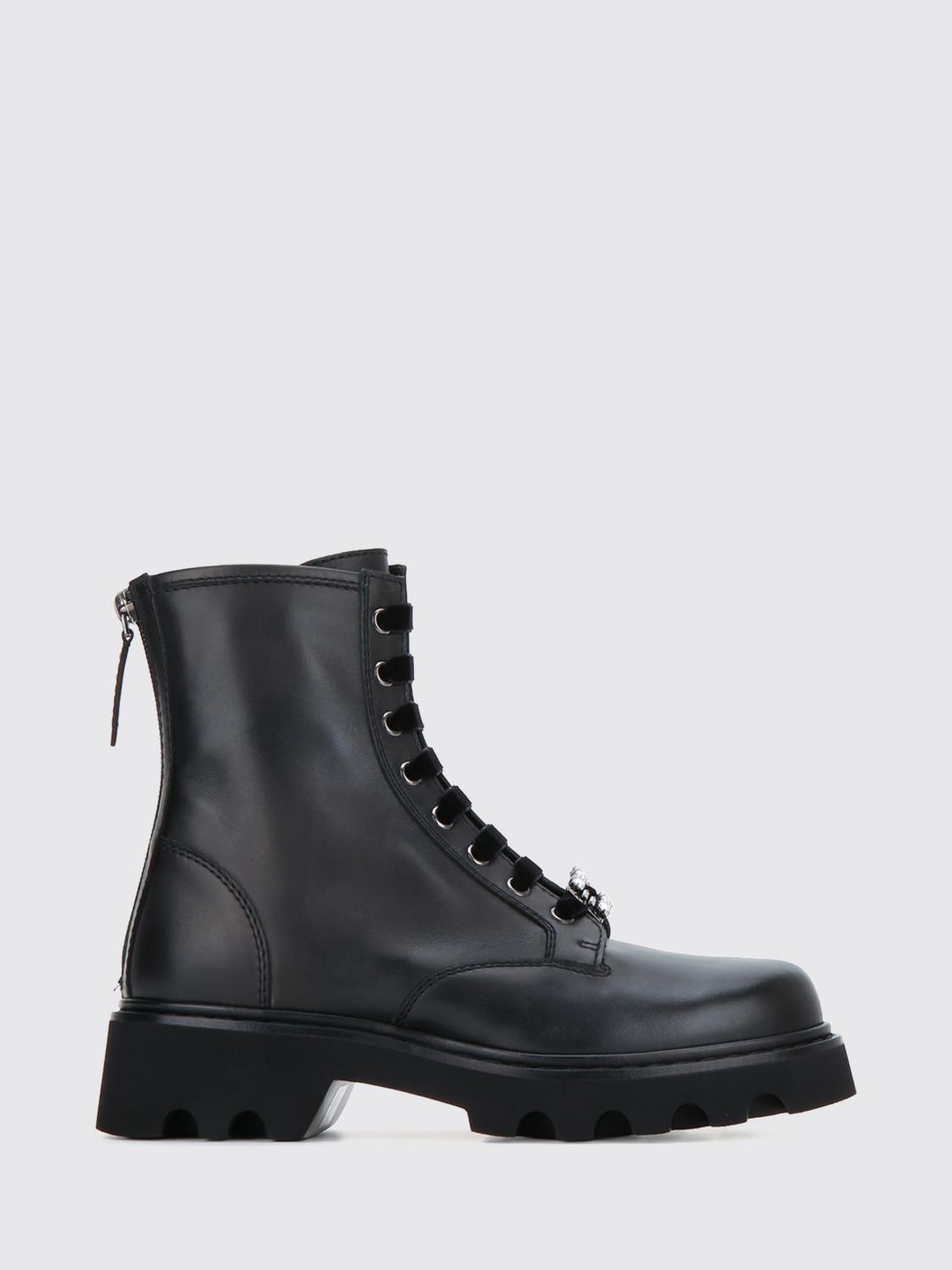 Roger Vivier Flat Ankle Boot in Black