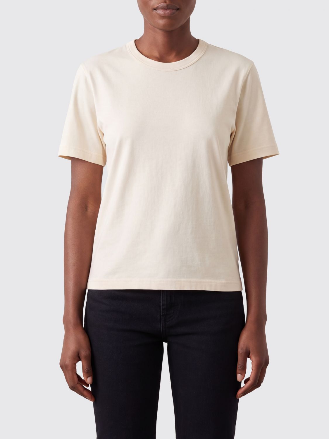 Lemaire Cotton Short-Sleeved T-Shirt with Crew Neck and Straight Hem