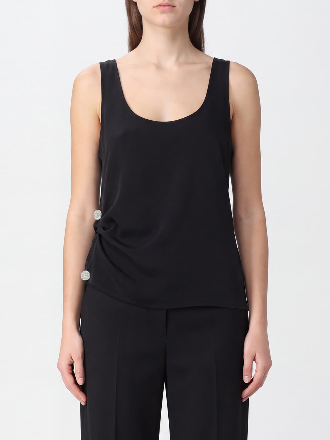 GIUSEPPE DI MORABITO Off-Shoulder Top with a Square Neckline and Piercing Detail GIUSEPPE DI MORABITO Off-Shoulder Top with a Square Neckline and Piercing Detail