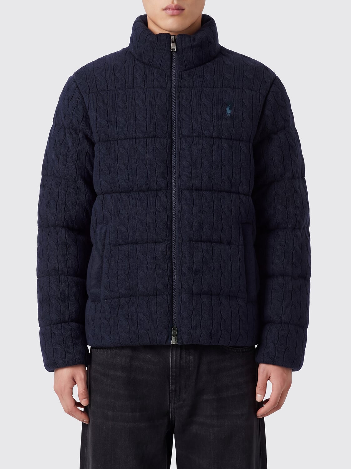 Polo Ralph Lauren Quilted Jacket in Wool and Cashmere with Embroidered Pony Logo