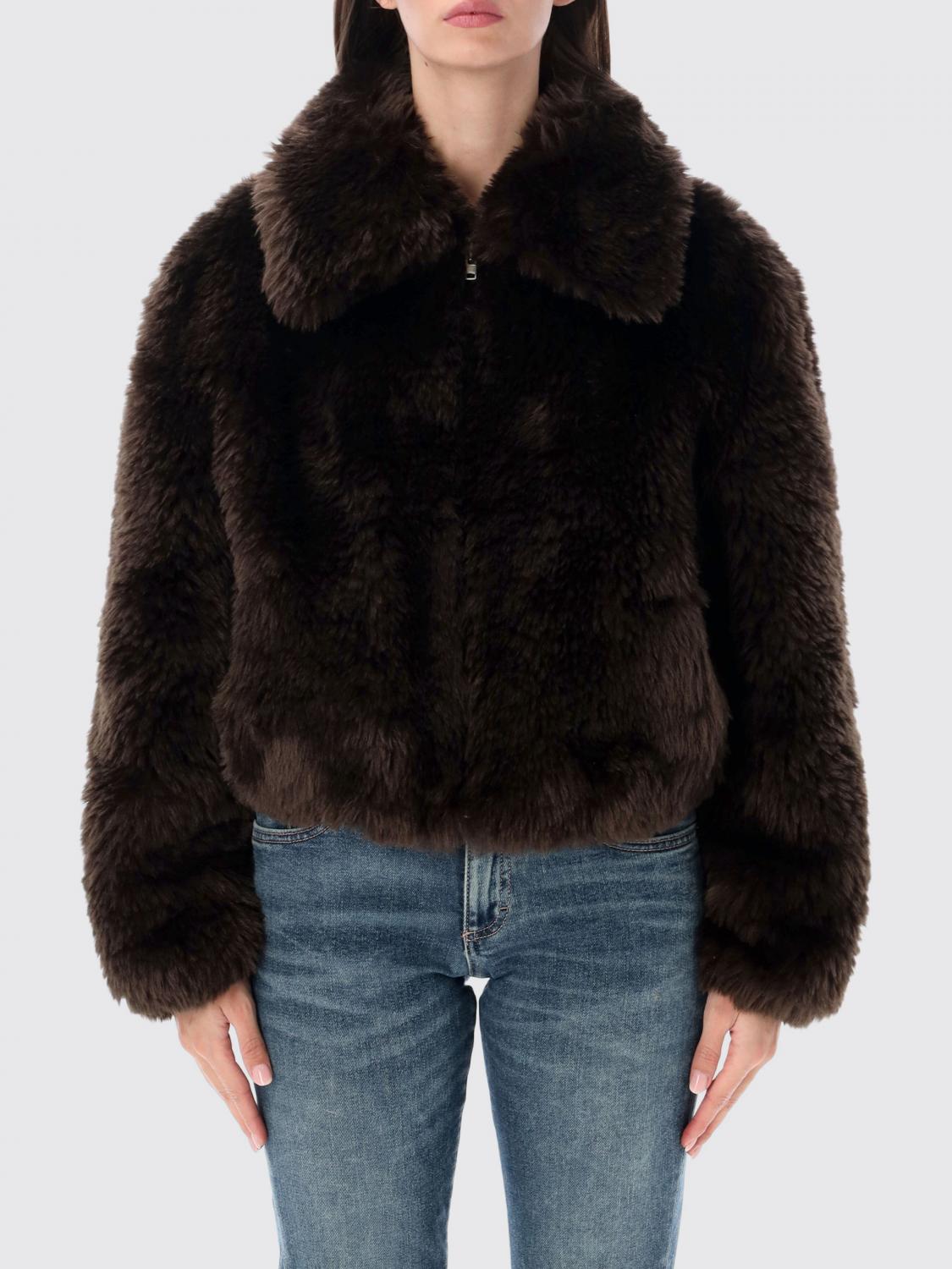 STAND STUDIO Short Faux-Fur Jacket with Zip Closure STAND STUDIO Short Faux-Fur Jacket with Zip Closure