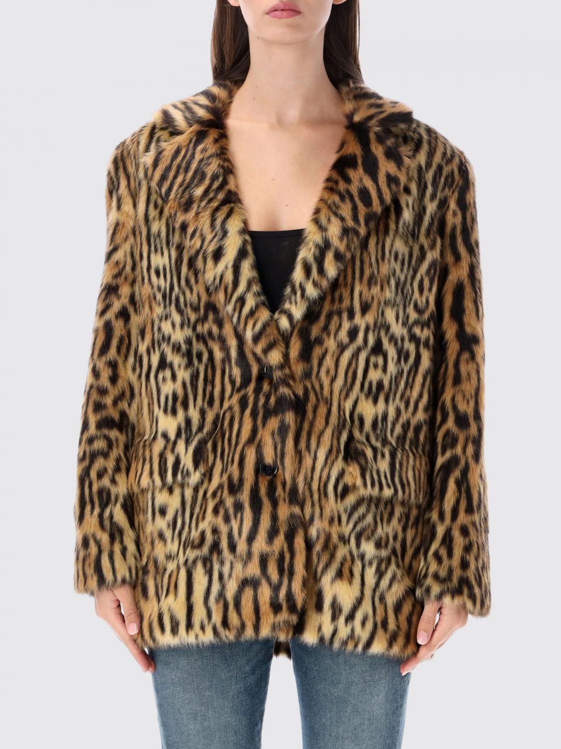 STAND STUDIO Short Animal Print Faux Fur Jacket STAND STUDIO Short Animal Print Faux Fur Jacket