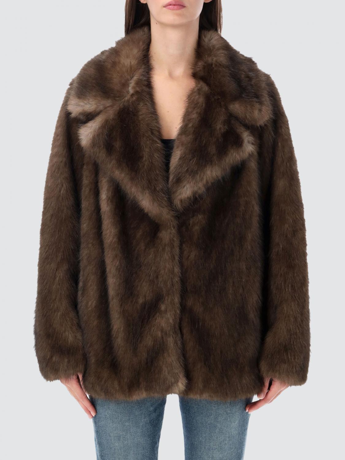 STAND STUDIO Short Shearling-Style Faux Fur Jacket with Dropped Shoulders STAND STUDIO Short Shearling-Style Faux Fur Jacket with Dropped Shoulders