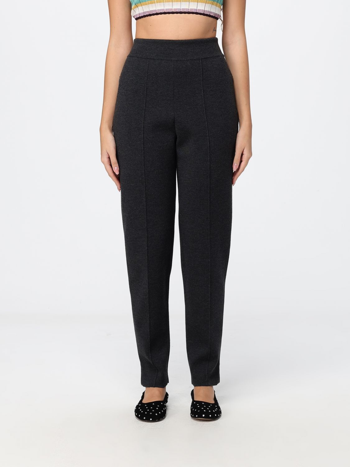 ALAÏA Pants Woman color Grey