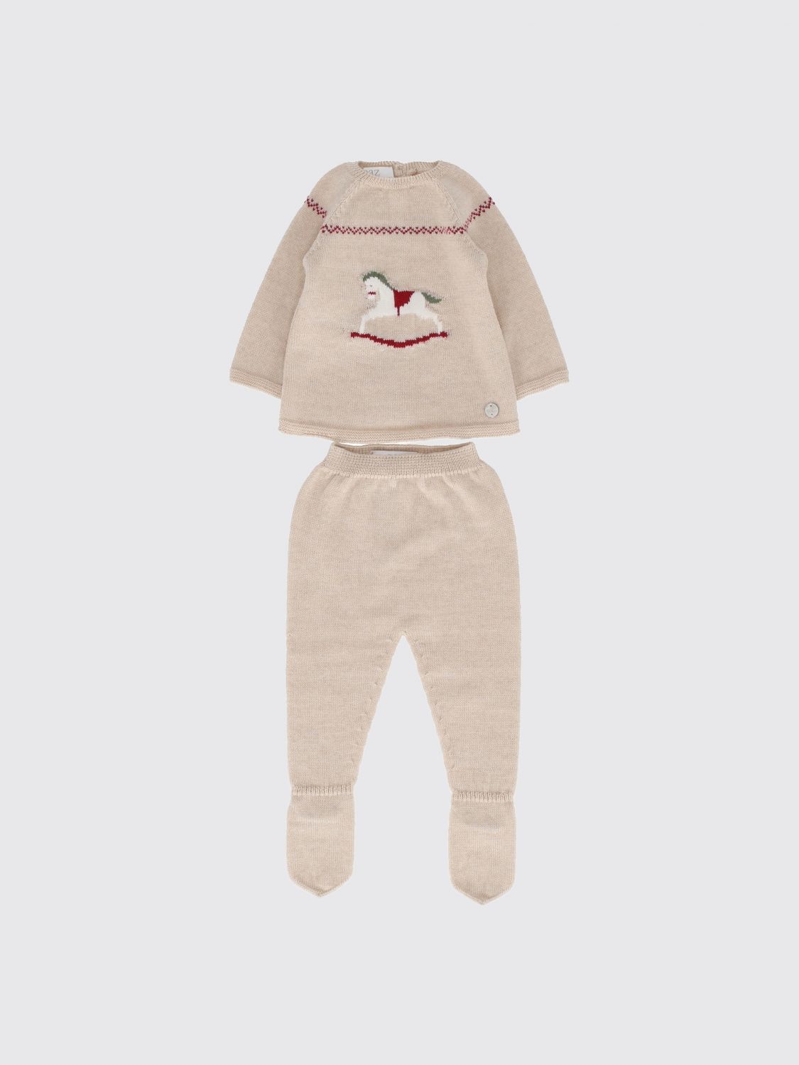 PAZ RODRIGUEZ Two-Piece Knitted Wool Set for Boys with Embroidery