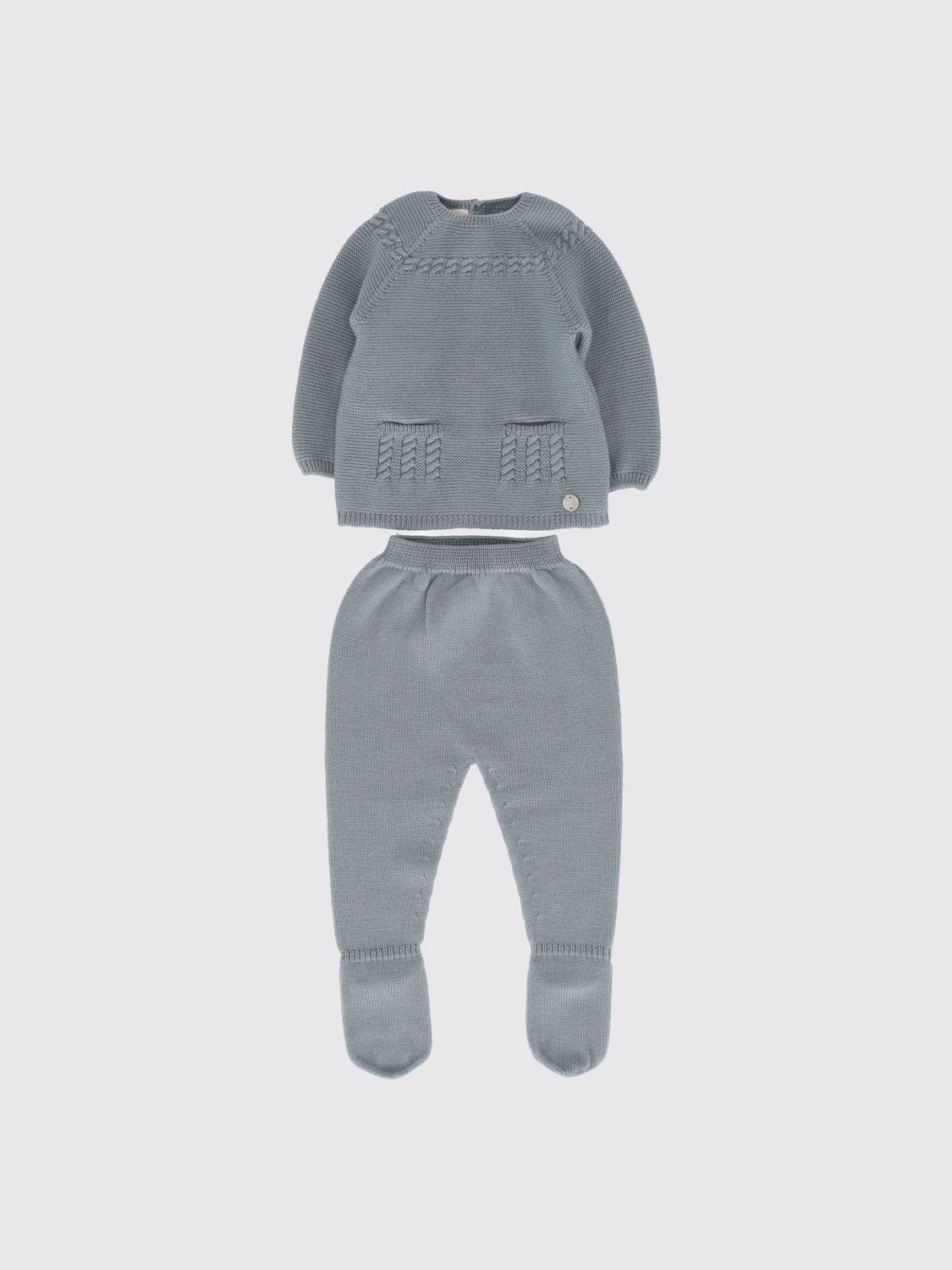 PAZ RODRIGUEZ Two-Piece Knitted Pure Wool Set for Boys with Feet