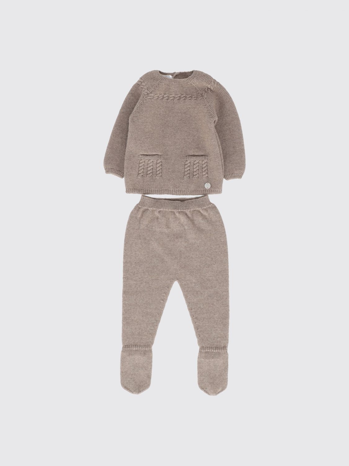 PAZ RODRIGUEZ Two-Piece Knitted Pure Wool Set for Boys with Feet