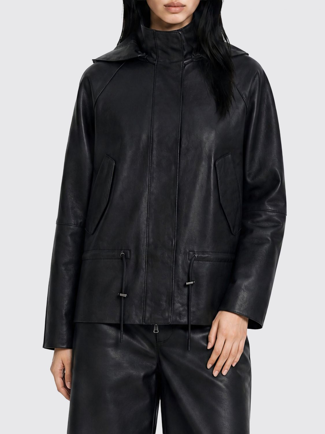 Parosh P. A.R. O.S. H. Short Lambskin Leather Jacket with Removable Hood