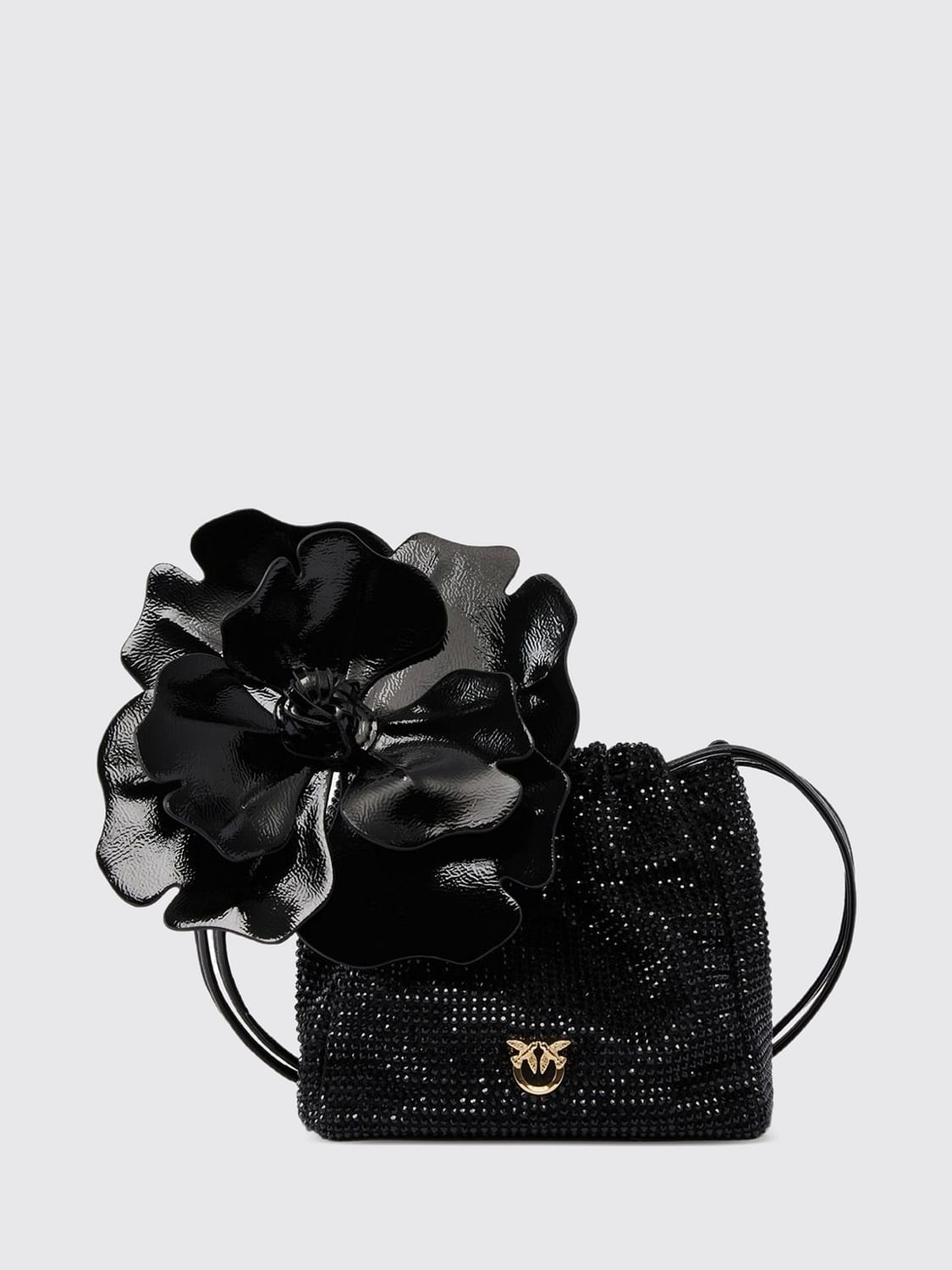 Pinko Naplak Mini Bucket Bag with Crystals and Love Birds Logo
