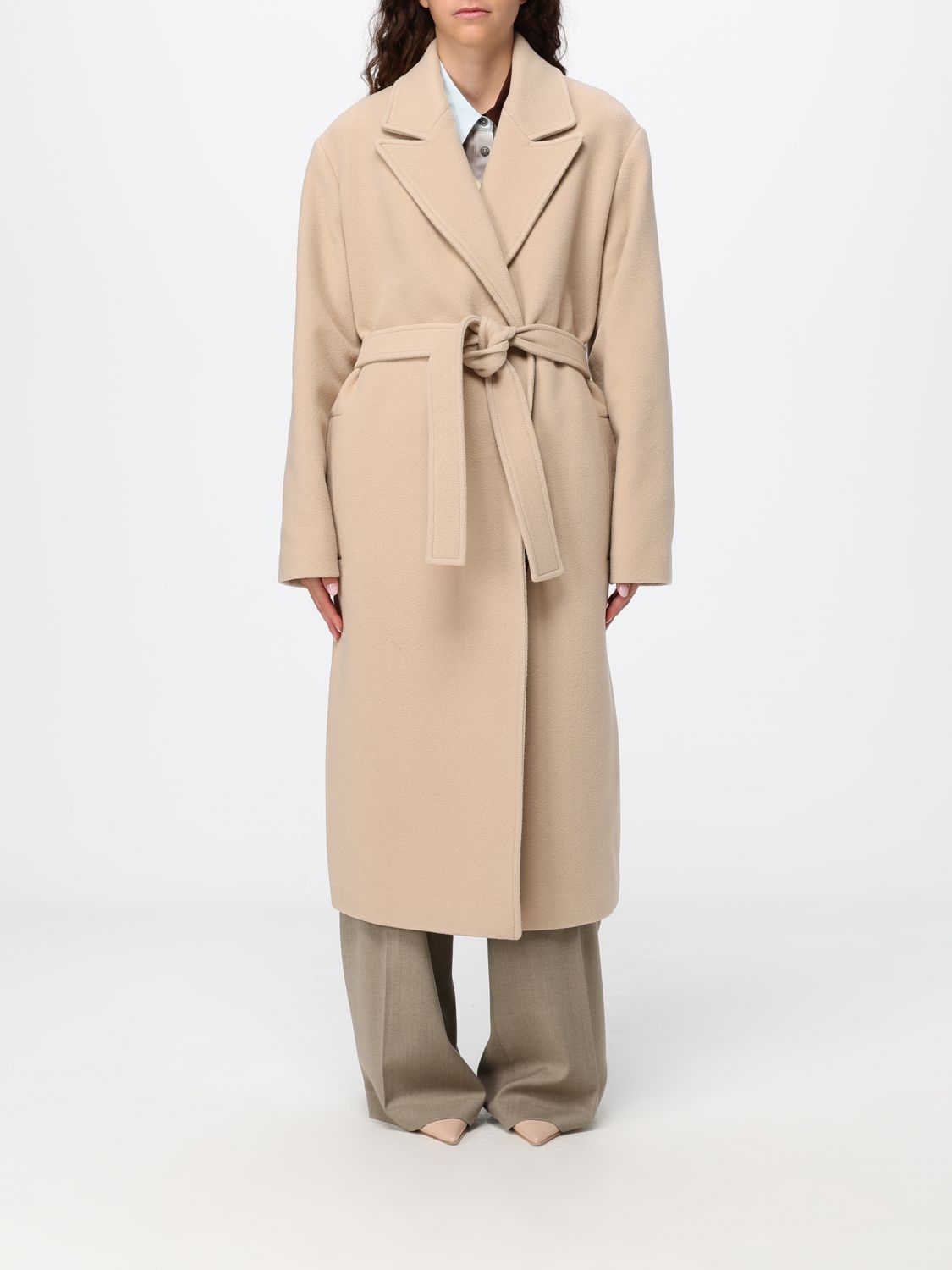 Paul Smith Long Wool Blend Robe Coat with a Relaxed Fit
