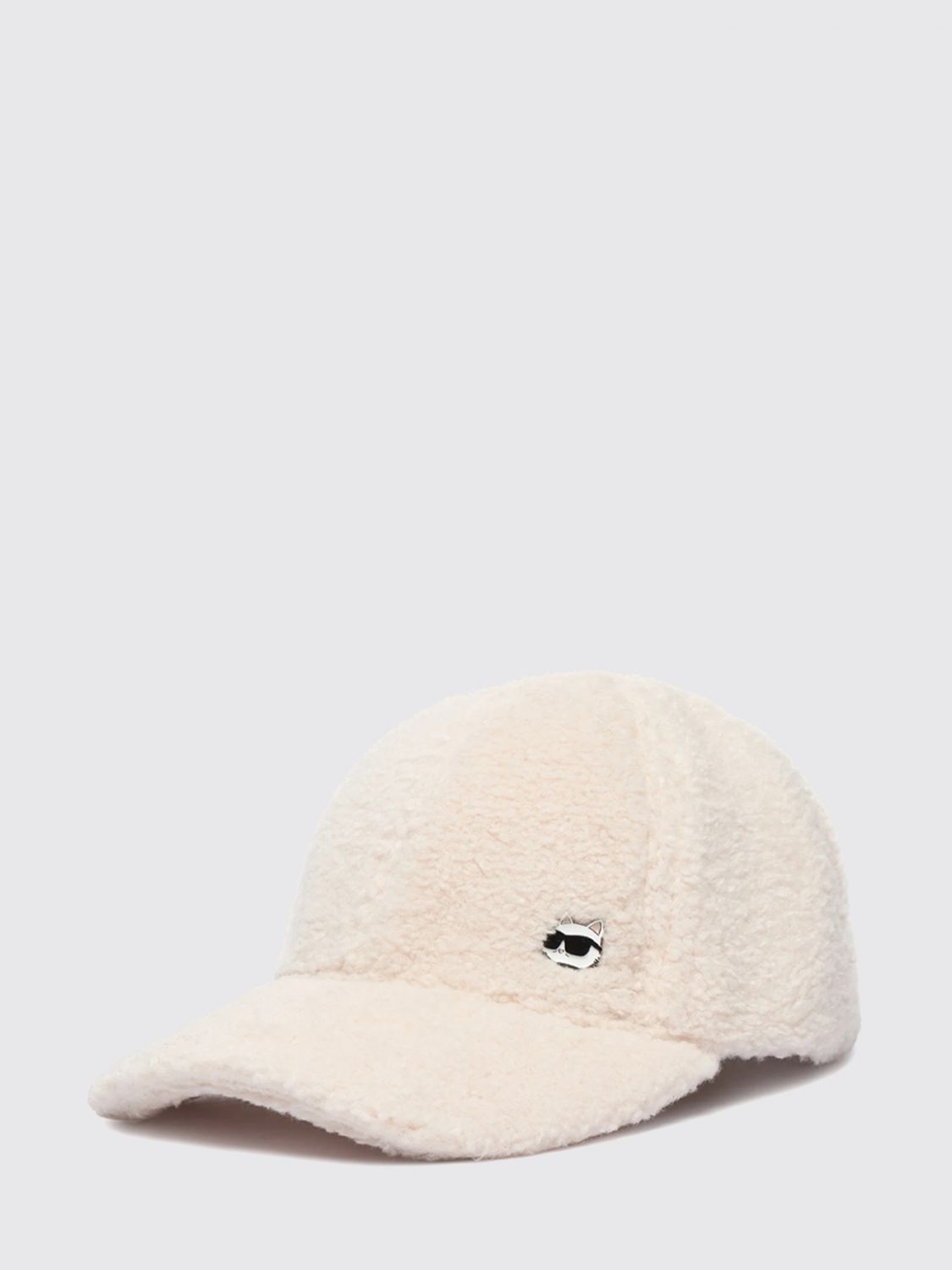 KARL LAGERFELD Graphic Print Fleece Baseball Cap with Embroidered Logo