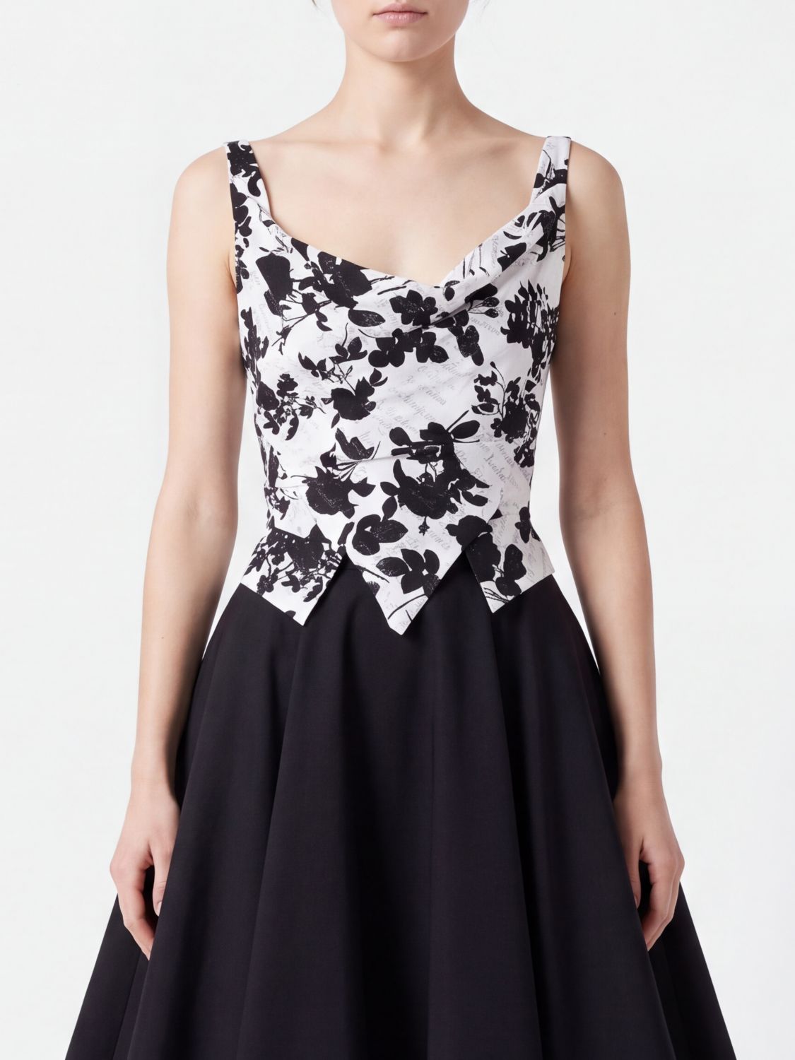 VIVIENNE WESTWOOD Sunday Cotton Bustier Top with Floral Print and Draping