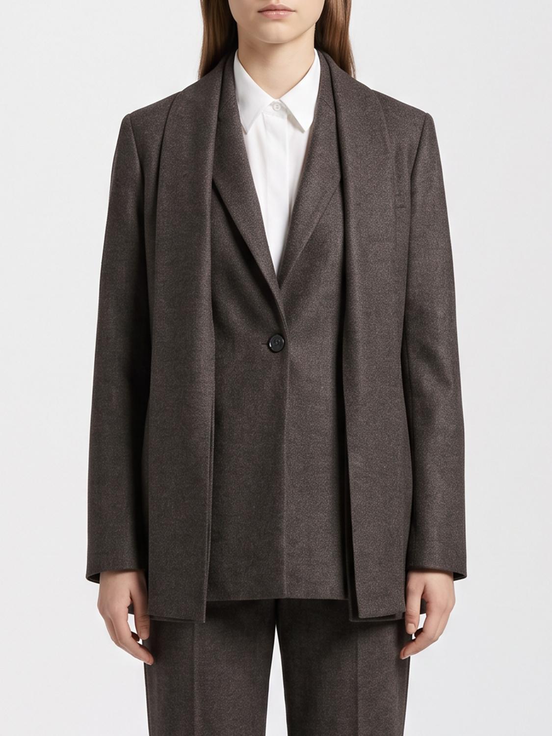 Toteme Single-Breasted Wool-Blend Blazer with Scarf Neck
