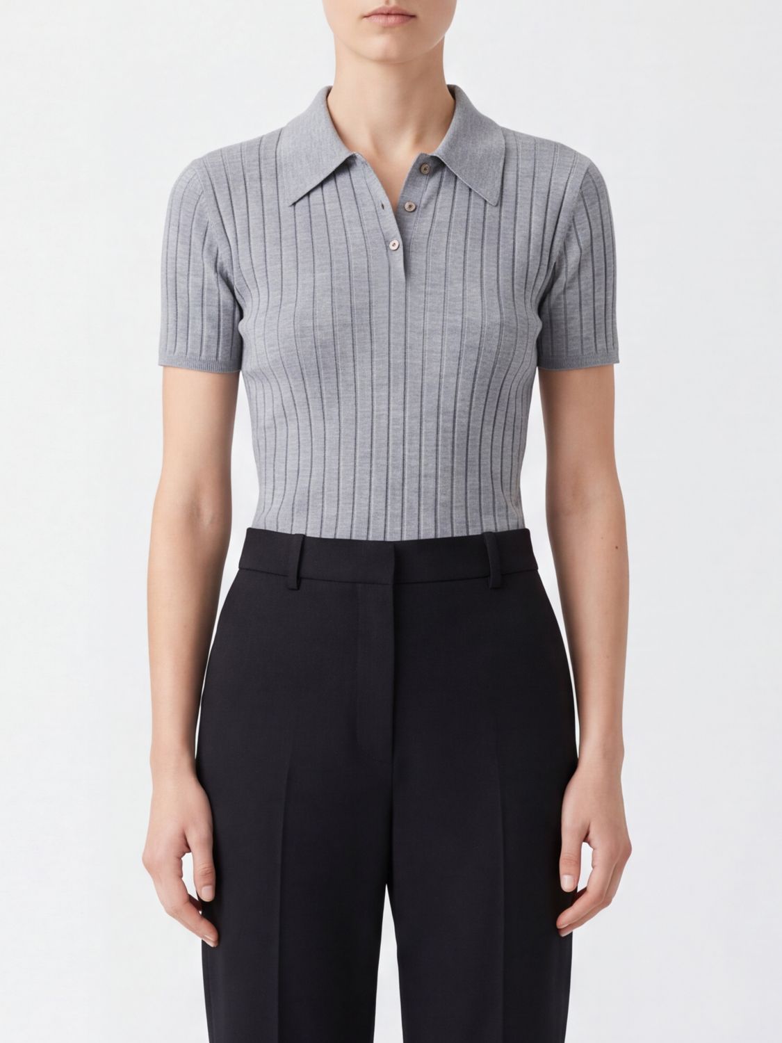 Toteme Slim Fit Ribbed Cashmere and Silk Knit Polo Shirt