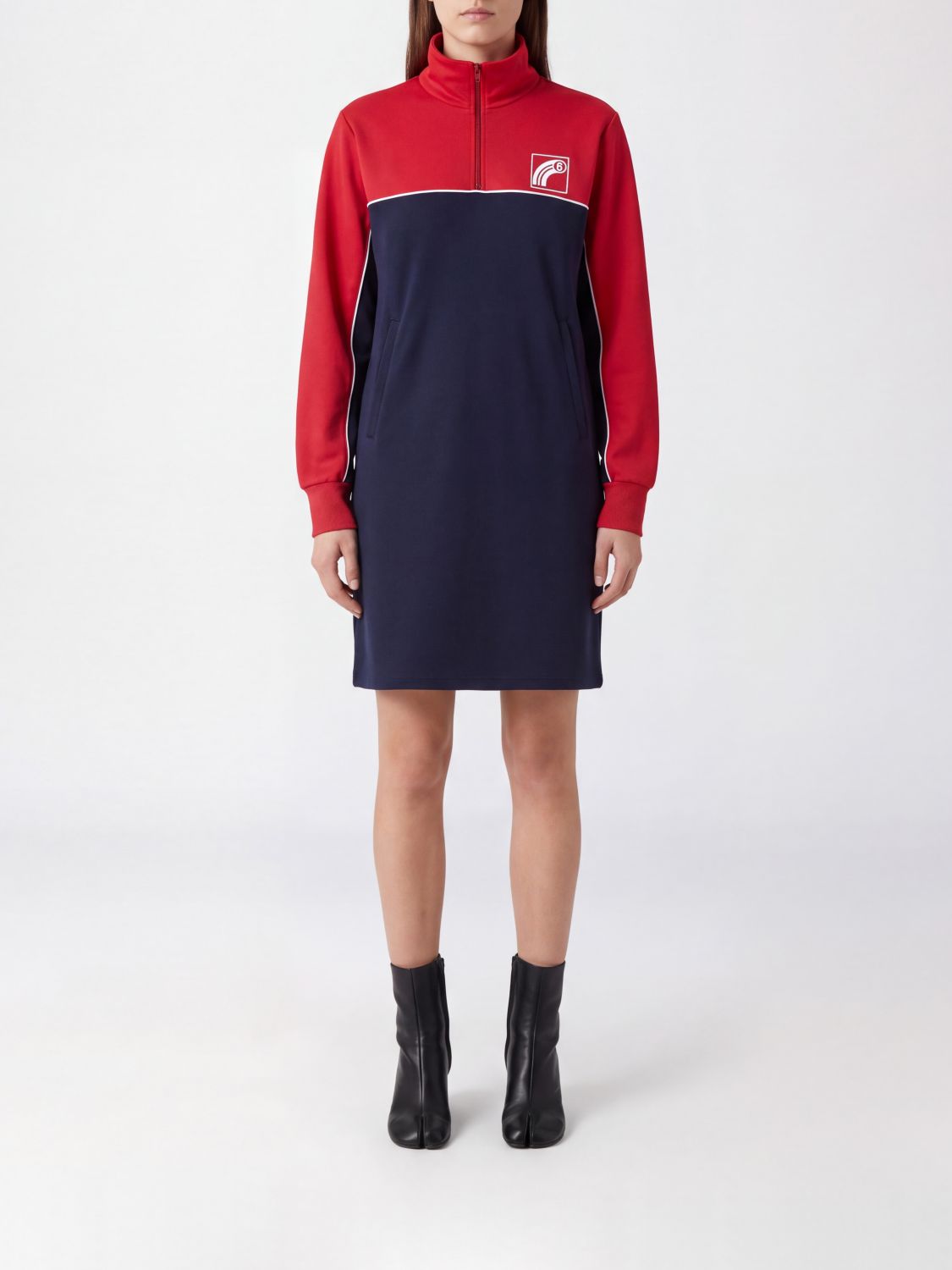 MM6 MAISON MARGIELA Abito mini a felpa in jersey con collo alto e stampa slogan