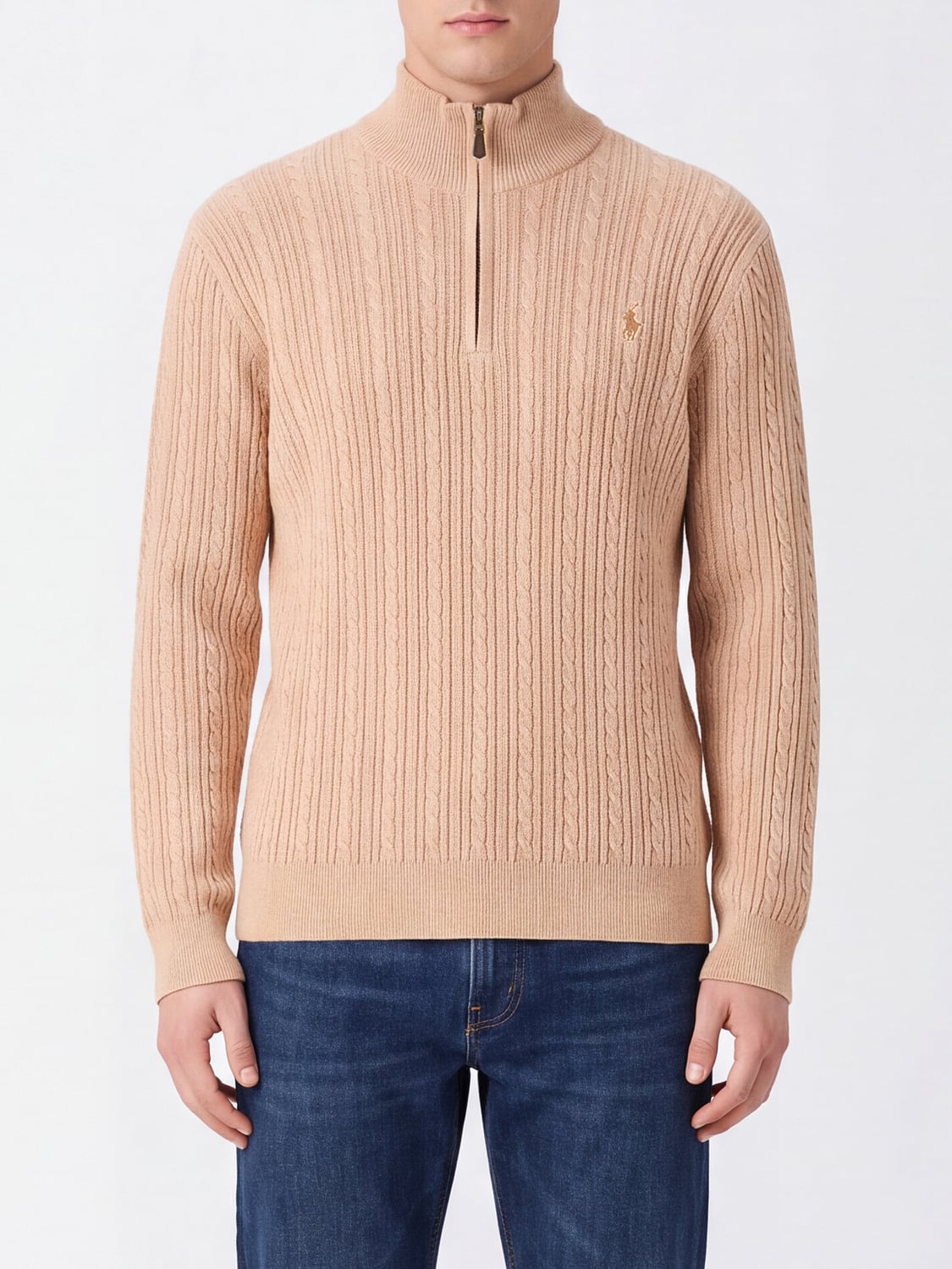 Polo Ralph Lauren Slim Fit Half-Zip Cotton Jumper with Embroidered Pony Logo