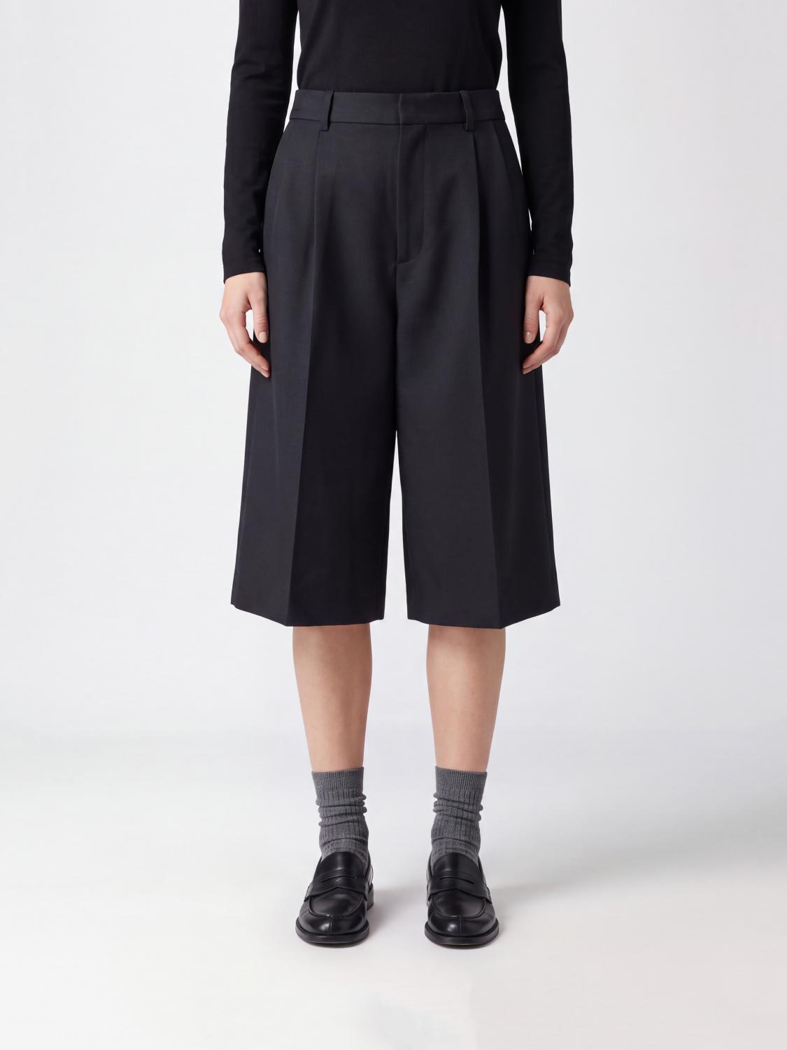 Soeur High-Waisted Knee-Length Sartorial Shorts in Pure Virgin Wool