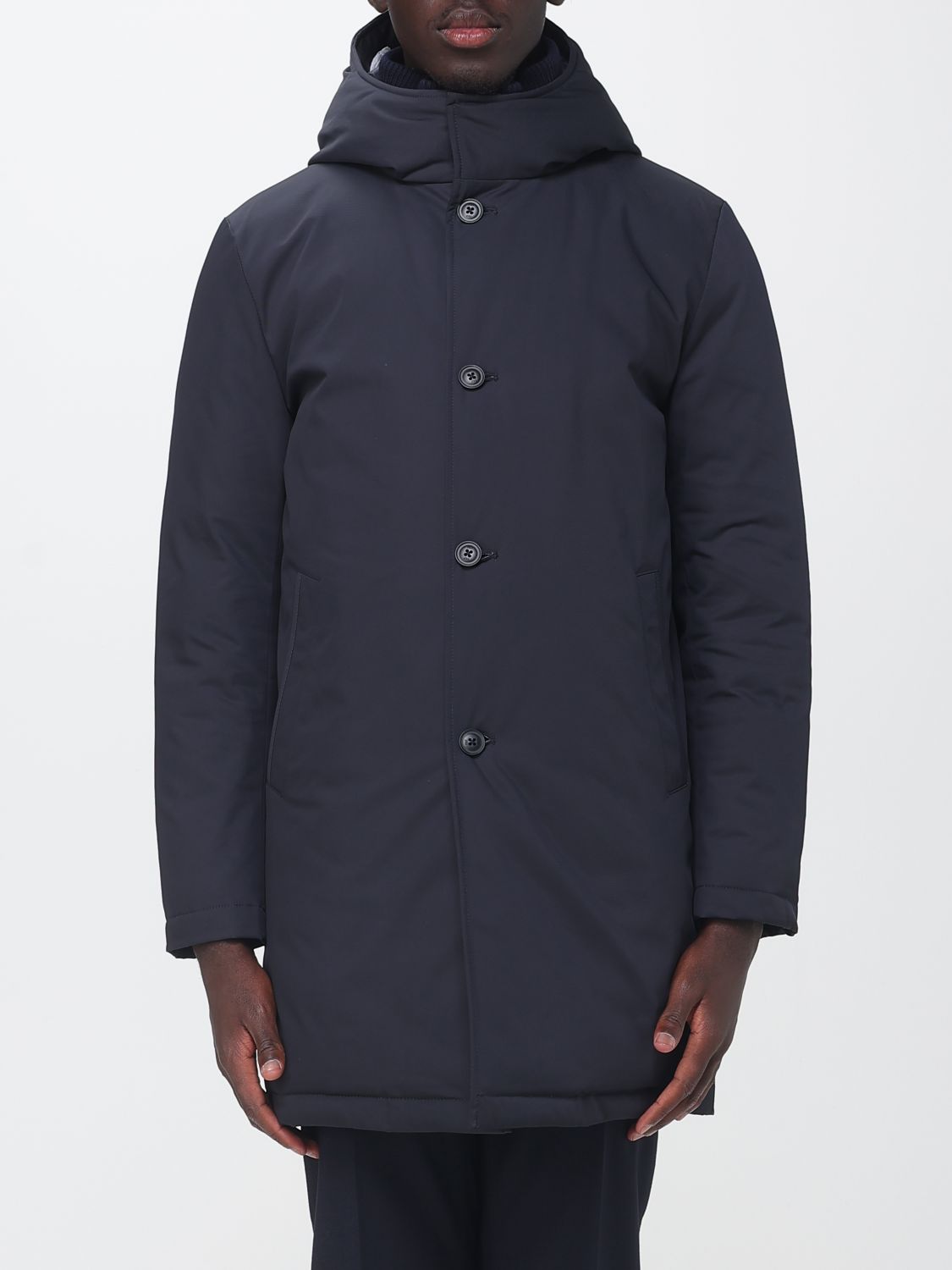 Fay Knee-Length Technical Fabric Parka with Down-Padded Hood