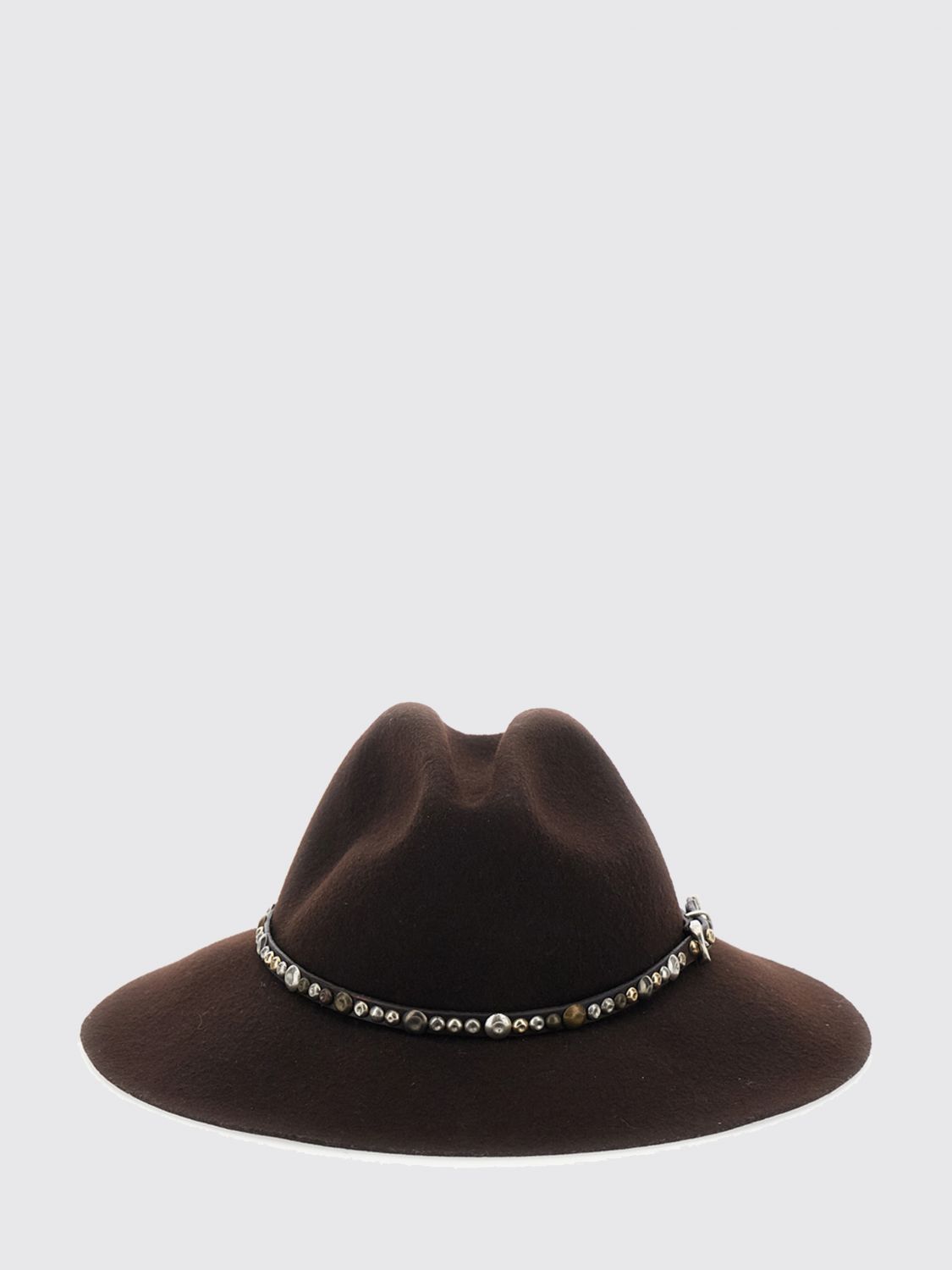 Golden Goose Wide-Brimmed Wool Felt Hat with Studs and Embroidery