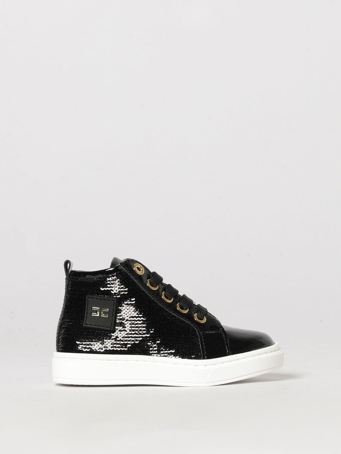 ELISABETTA FRANCHI LA MIA BAMBINA Monogram Patent Leather High-Top Sneakers ELISABETTA FRANCHI LA MIA BAMBINA Monogram Patent Leather High-Top Sneakers