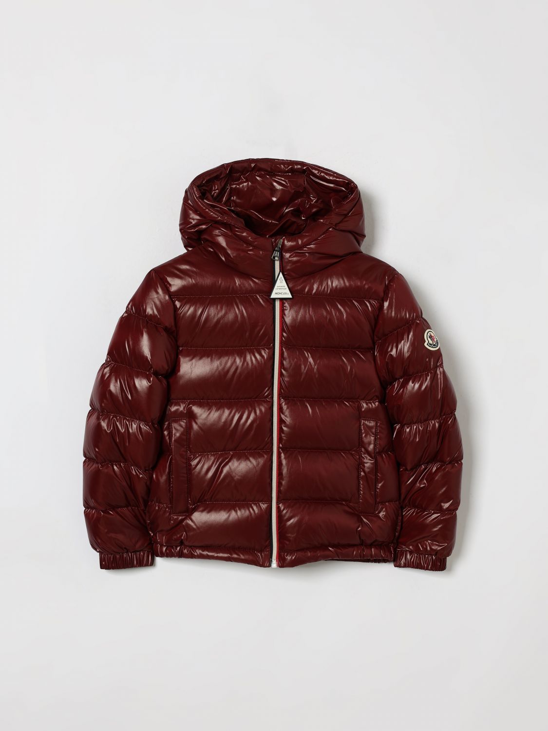Moncler Jacket Kids Color Burgundy In Brown