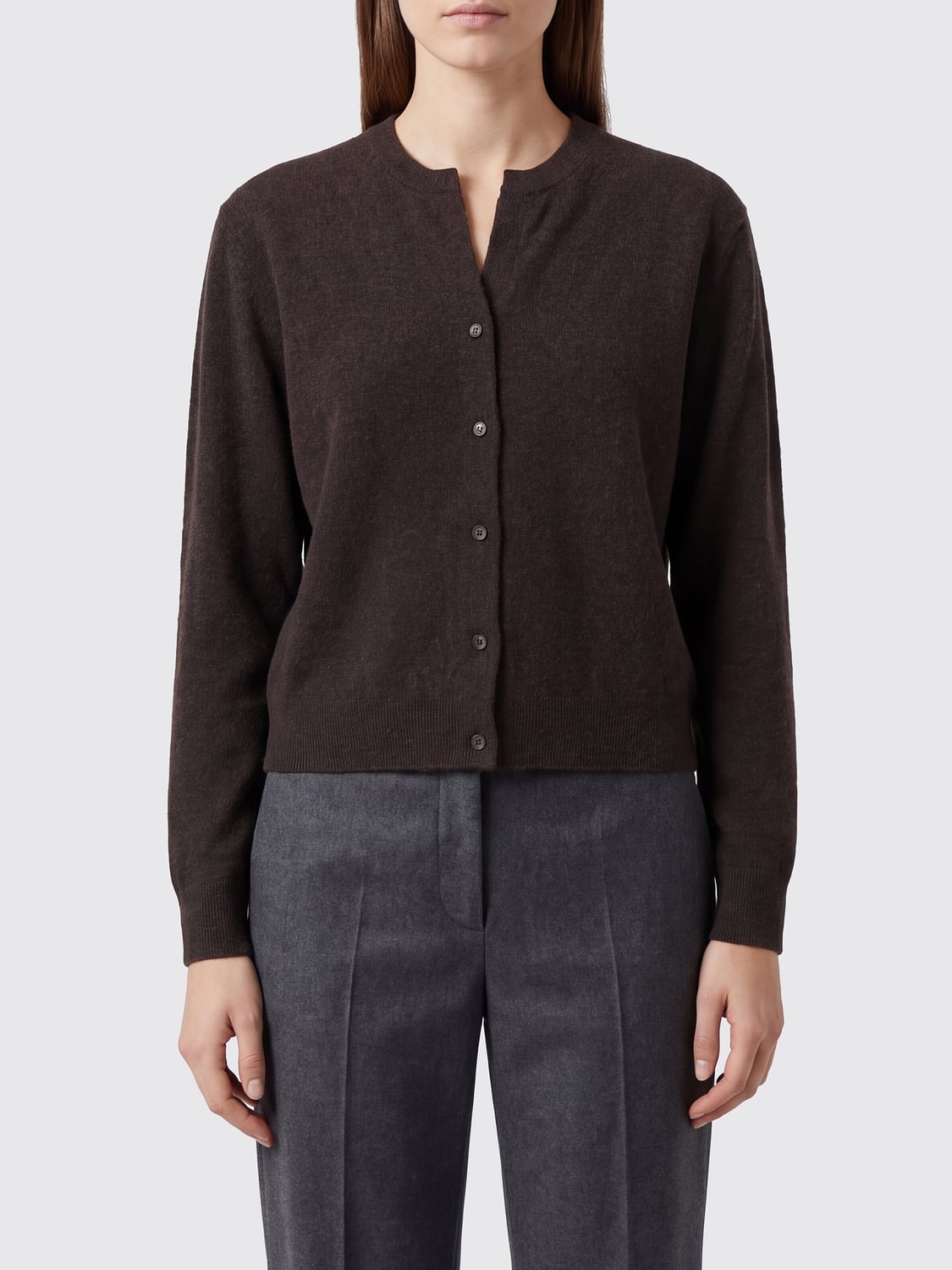 YVES SALOMON Pure Cashmere Crew Neck Cardigan