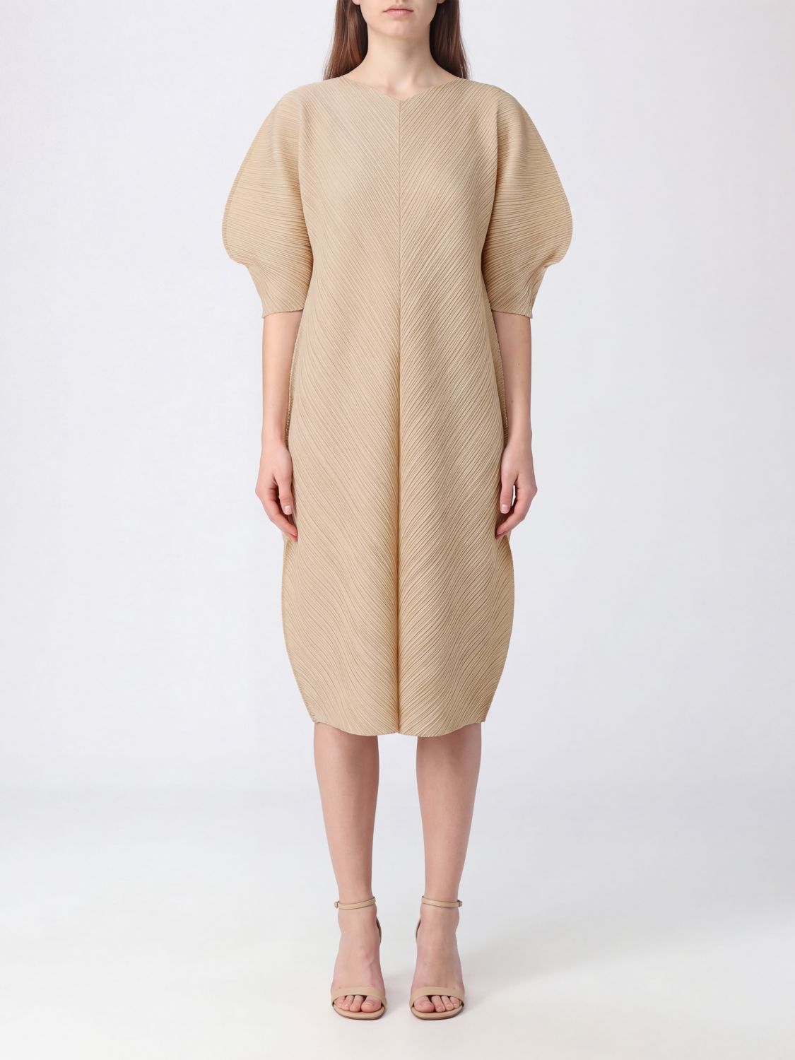 Pleats Please Issey Miyake Dress in Sand