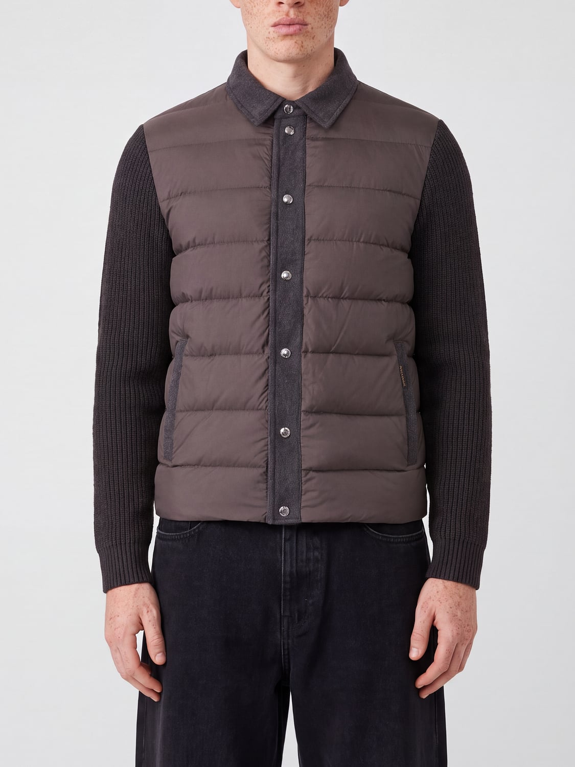 Moorer Shirt-Style Quilted Nylon Padded Jacket with Snap Buttons