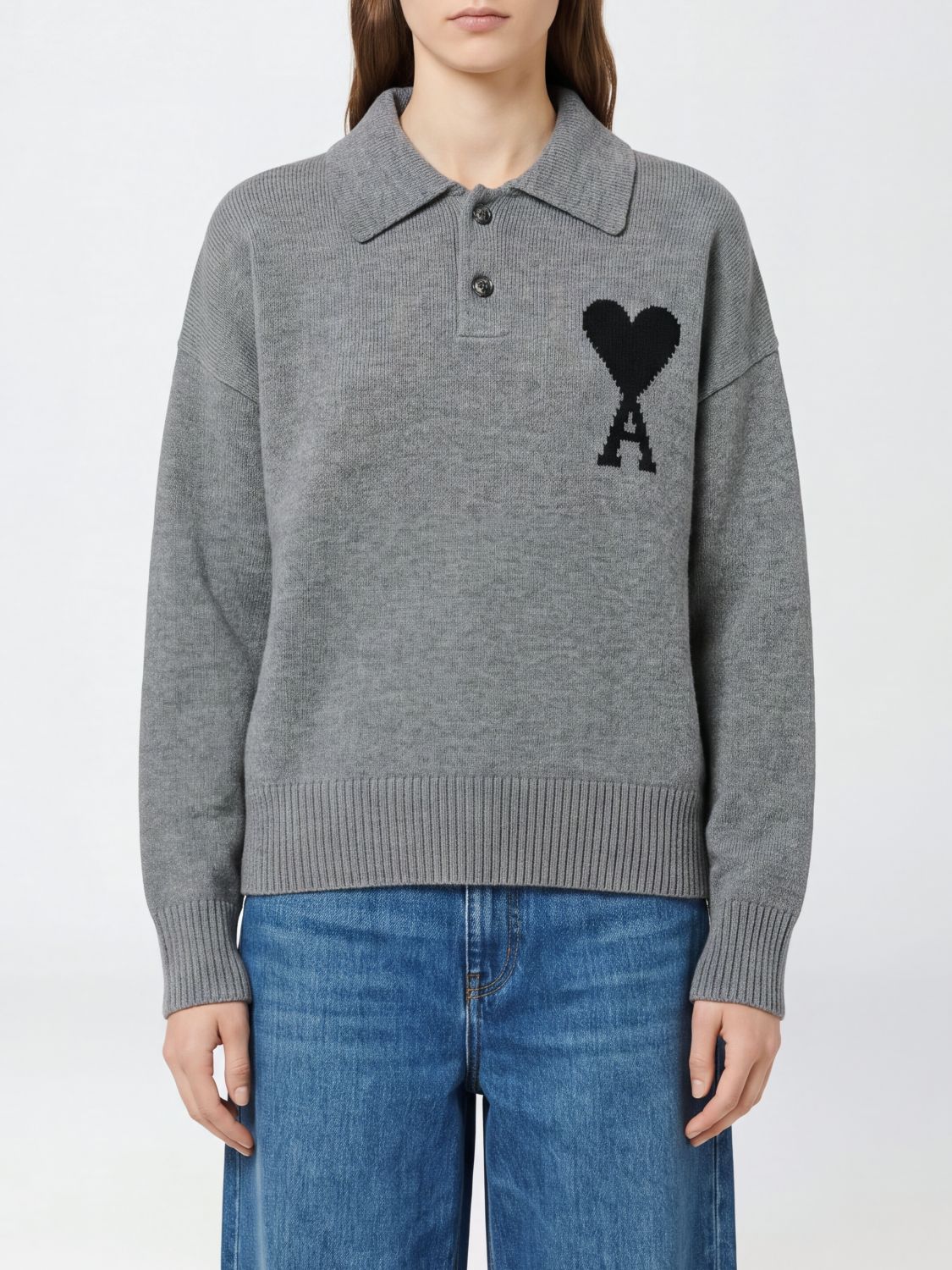 AMI PARIS Polo Shirt Woman color Grey