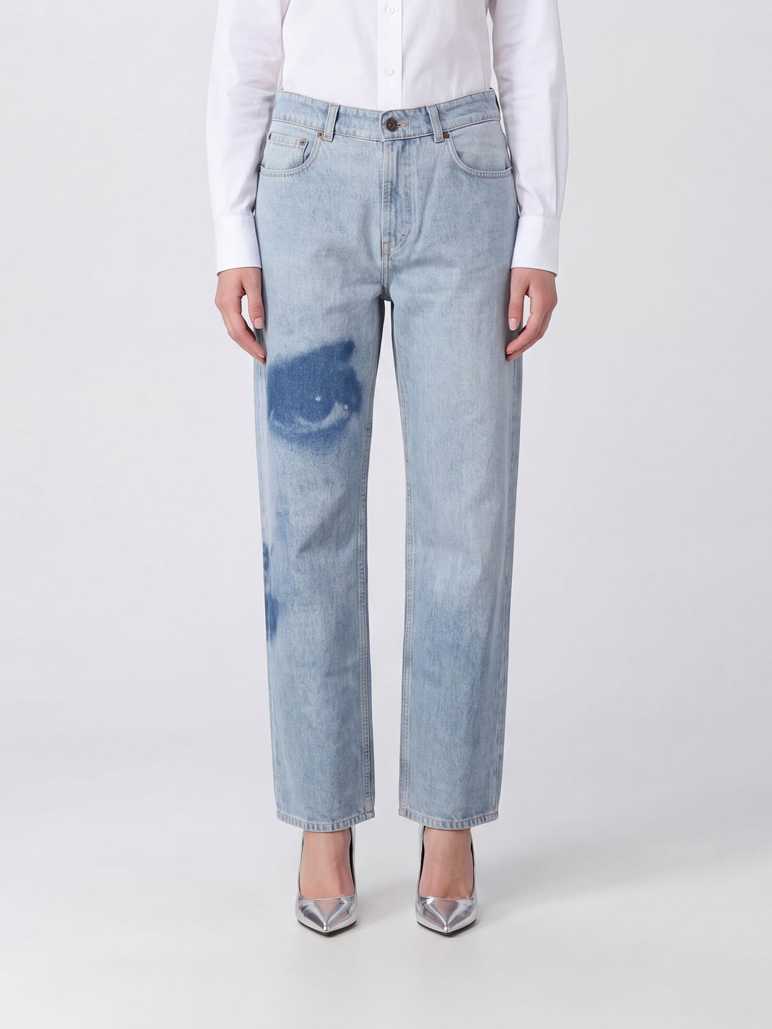 JEAN PAUL GAULTIER High-Waisted Straight Fit Graphic Print Denim Jeans