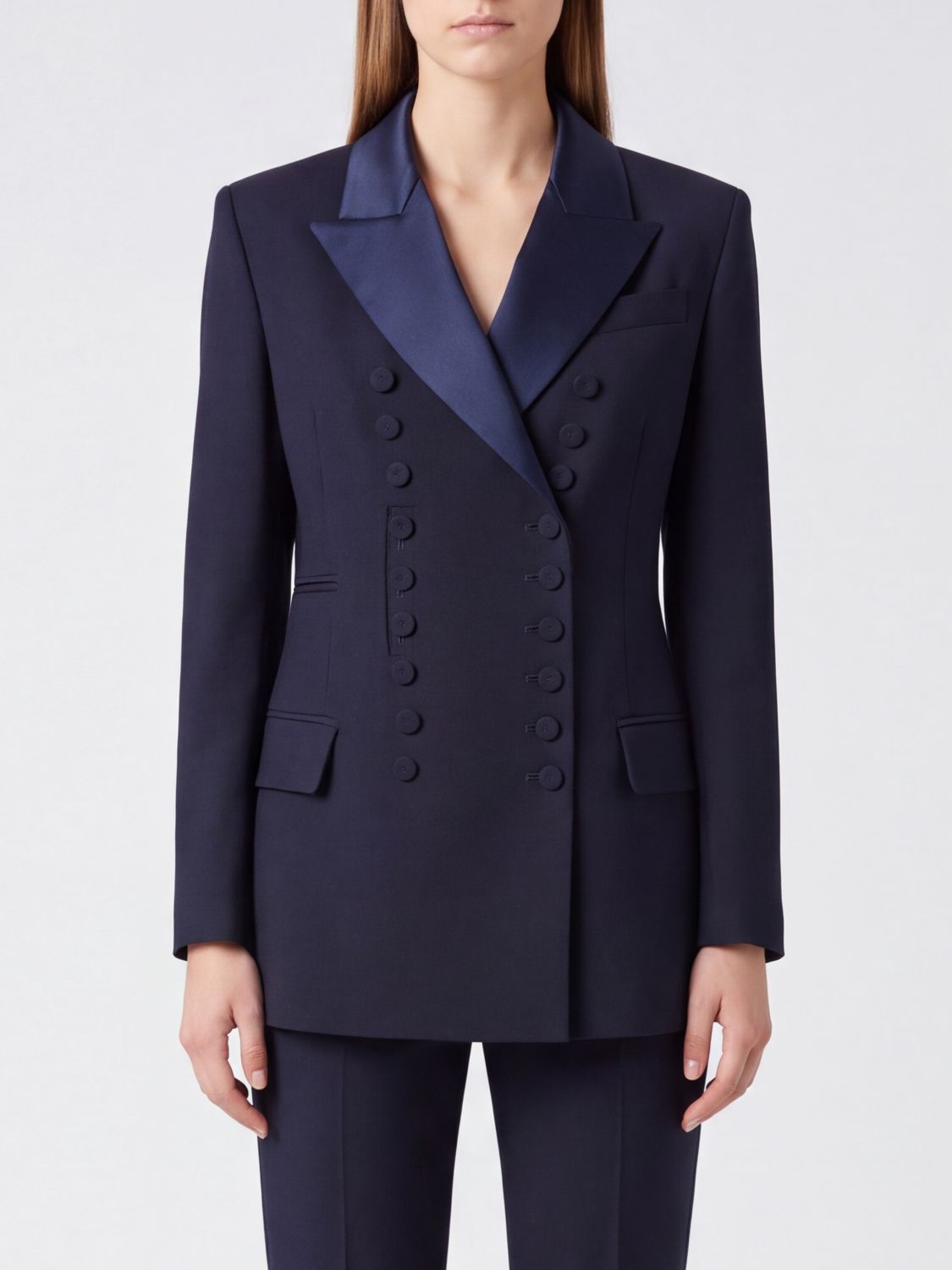 VIVETTA Double-Breasted Slim Fit Blazer in Polyester with Peak Lapels VIVETTA Double-Breasted Slim Fit Blazer in Polyester with Peak Lapels