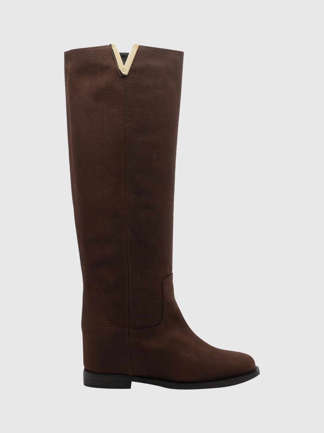 Via Roma 15 Suede Knee-High Boots with Internal Wedge